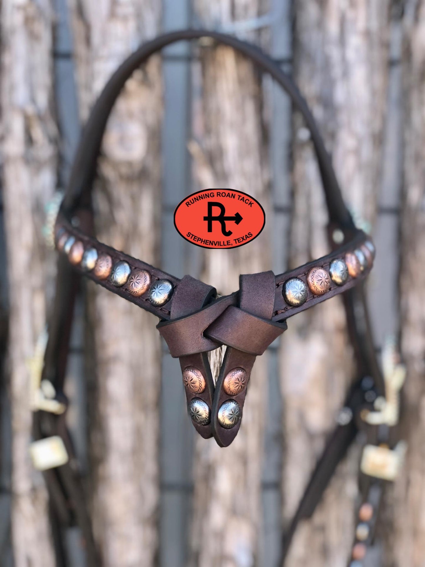 Futurity Knot Browband Headstall with Multicolor Dots and German Silver Flower Hardware 36"-43"