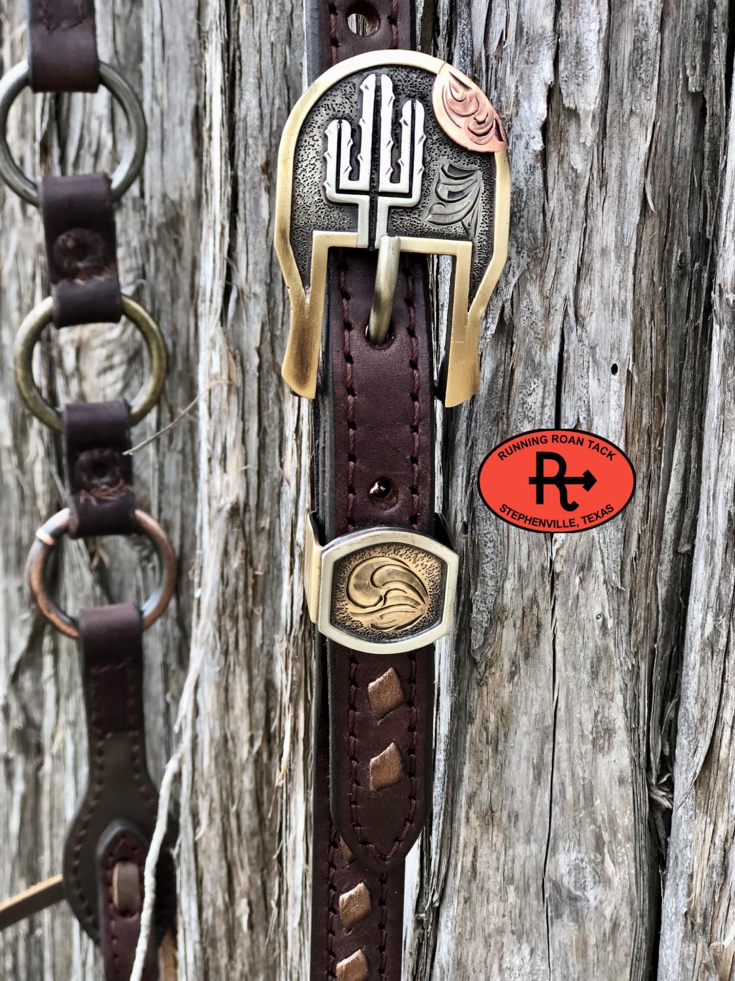 Single Ear Ring Headstall with Bronze Buckstitch and German Silver Hardware 38"-42"