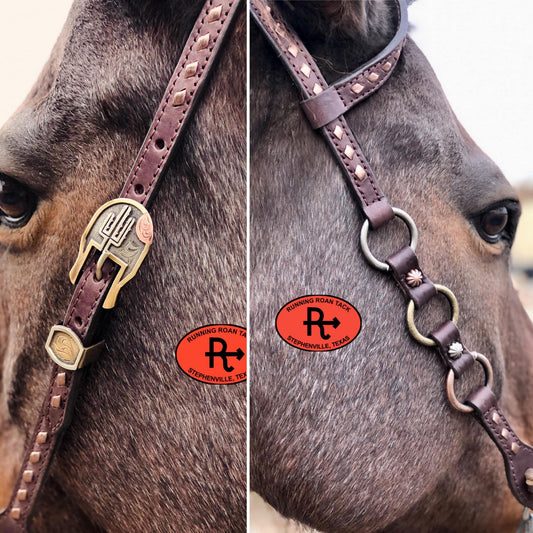 Single Ear Ring Headstall with Bronze Buckstitch and German Silver Hardware 38"-42"