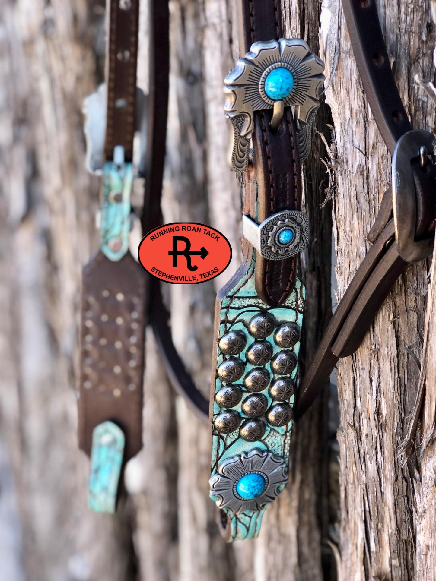 Single Ear with Throatlatch Headstall with Turquoise Croc and Flower Hardware 29"-37"