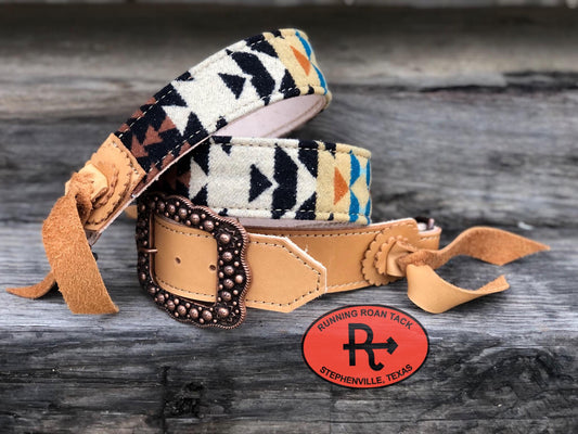 2" Wide Adjustable Buckskin Leather and Rancho Arroyo Black Wool Cross Body or Shoulder Strap for Handbag, Rope Can, Computer Bag, Camera Bag, etc