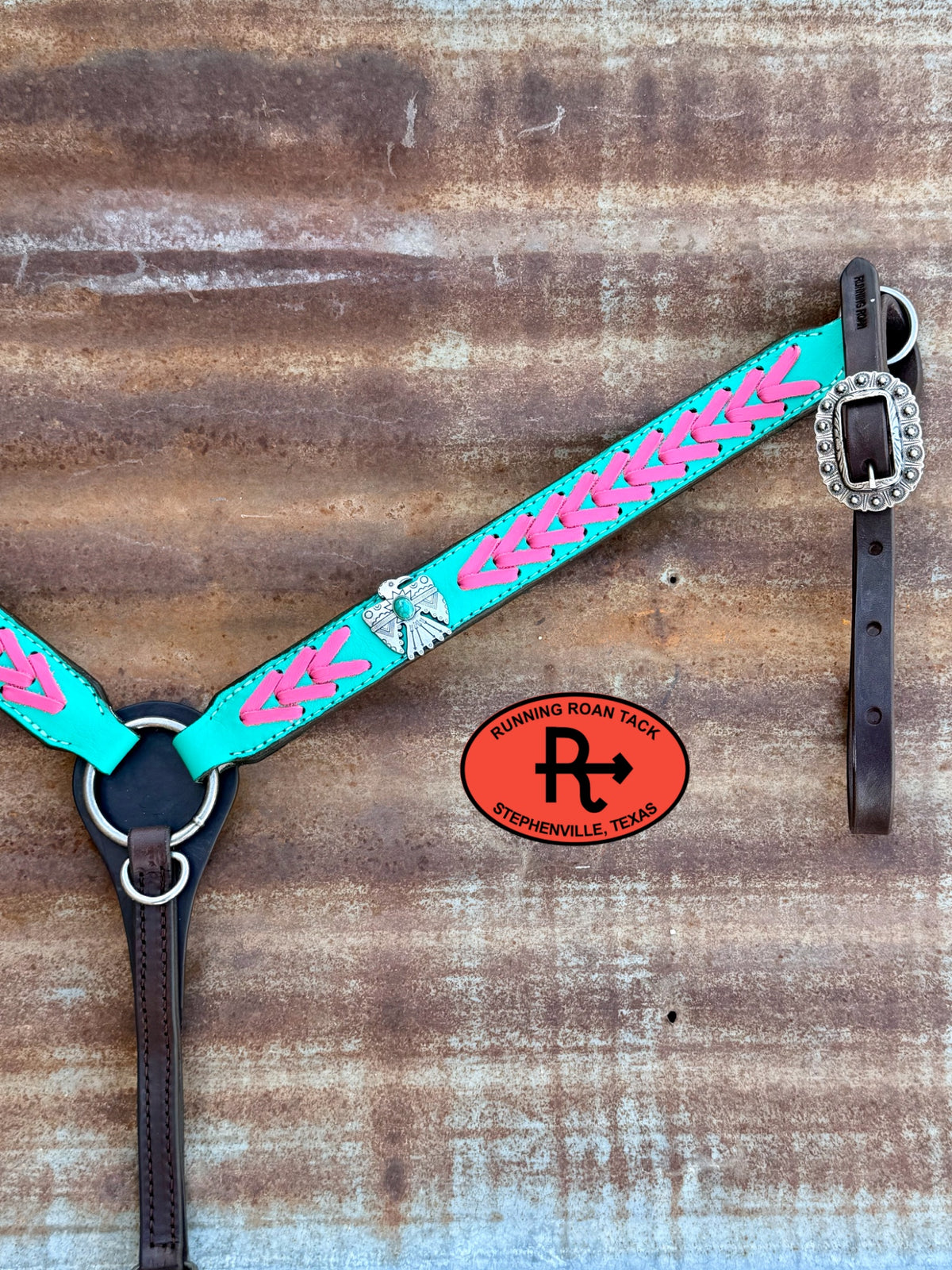 Turquoise Tack Set with Pink Lacing and Southwest Hardware *Buy one piece or both pieces* Set09072026-04