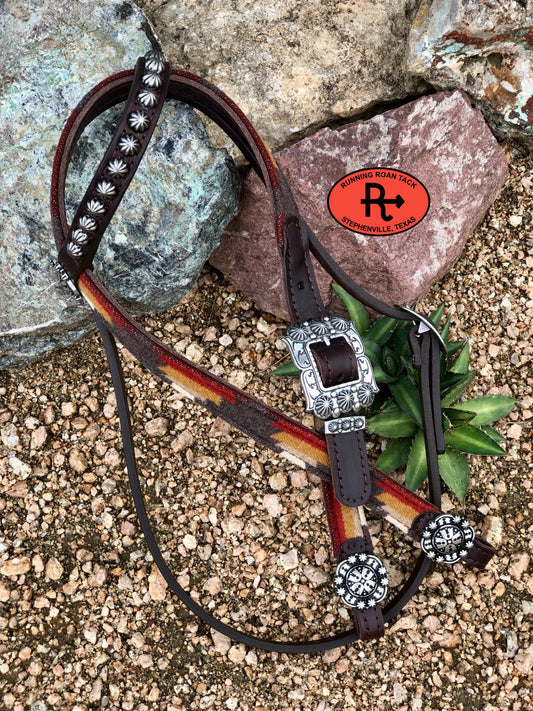 1" Wide Overlaid Wool Headstall with Single Ear and Throatlatch 35"-39" (2)