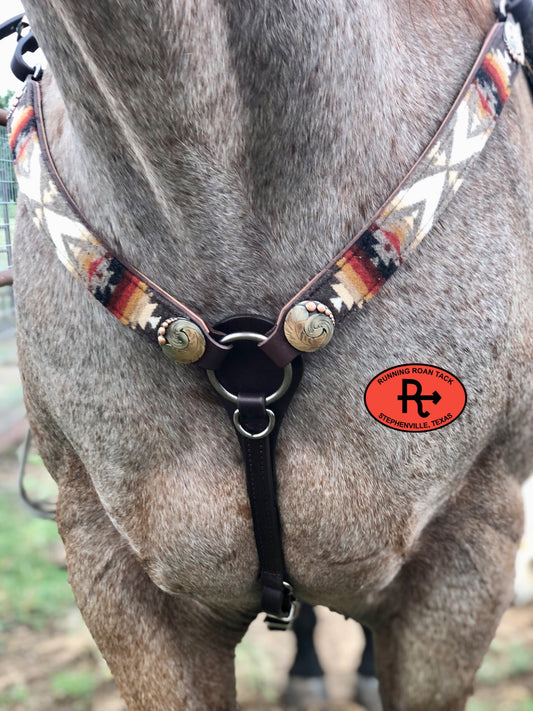 Breast Collar with Pacific Crest Wool and German Silver Feathers