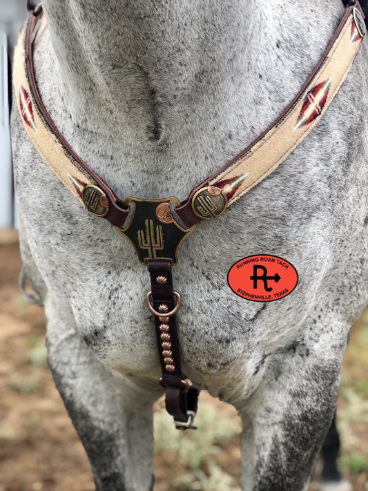 Breast Collar with Spirit of the People Wool and German Silver Desert Sunset Hardware