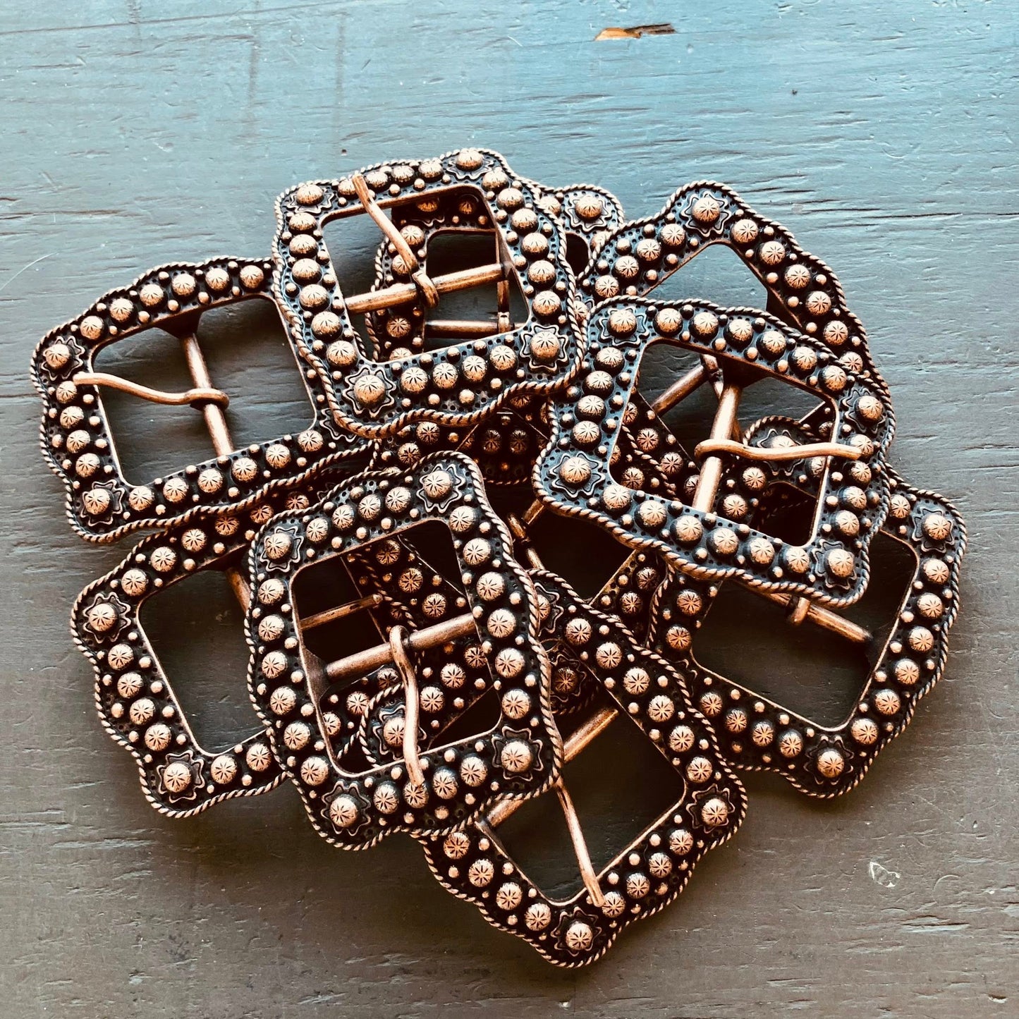 1-1/2" Copper Berry Cart Buckle, Lot of Ten (10) Buckles