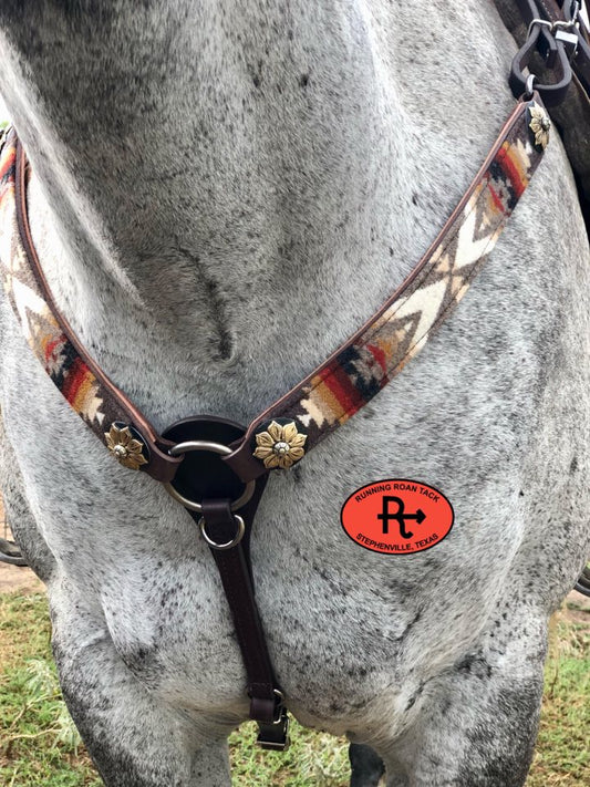 Breast Collar with Pacific Crest Wool and German Silver Brass Flowers