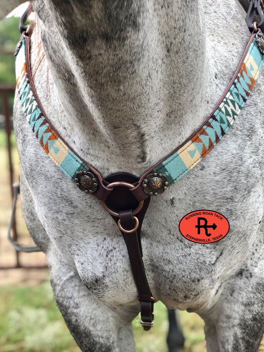 Breast Collar with Tucson Aqua Wool and Mission Hardware
