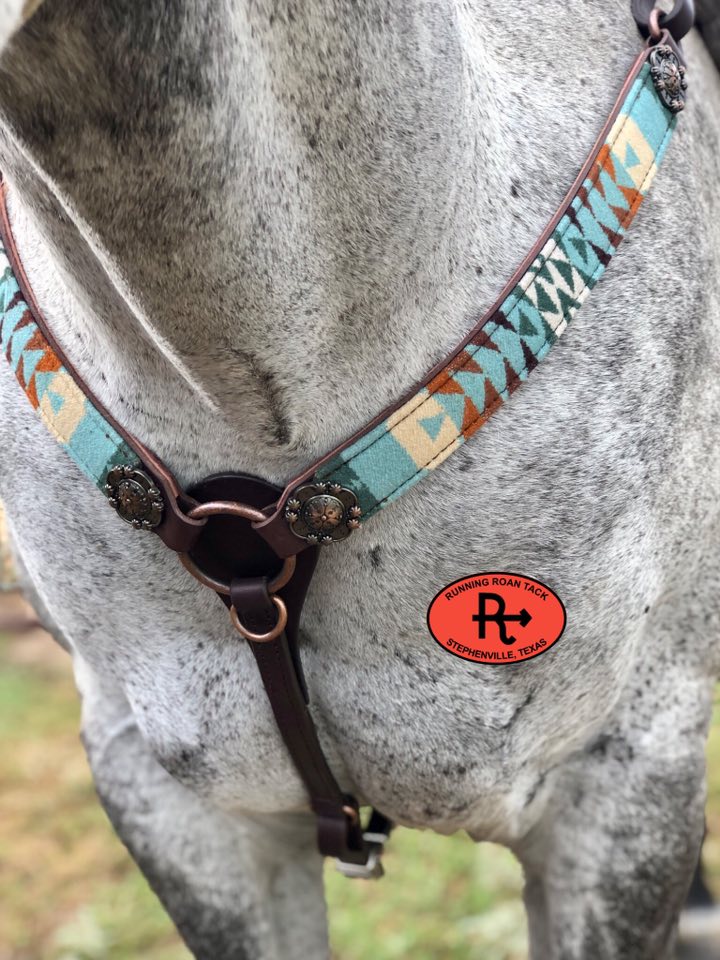 Breast Collar with Tucson Aqua Wool and Mission Hardware
