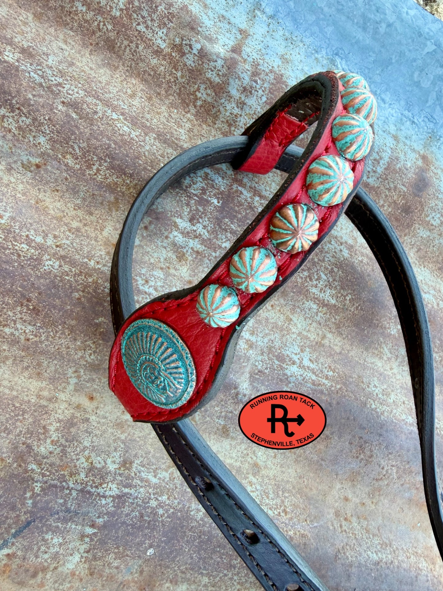 Red Leather Studded Parachute Spot Tack Set *Buy one piece or both pieces* Set08032026-04