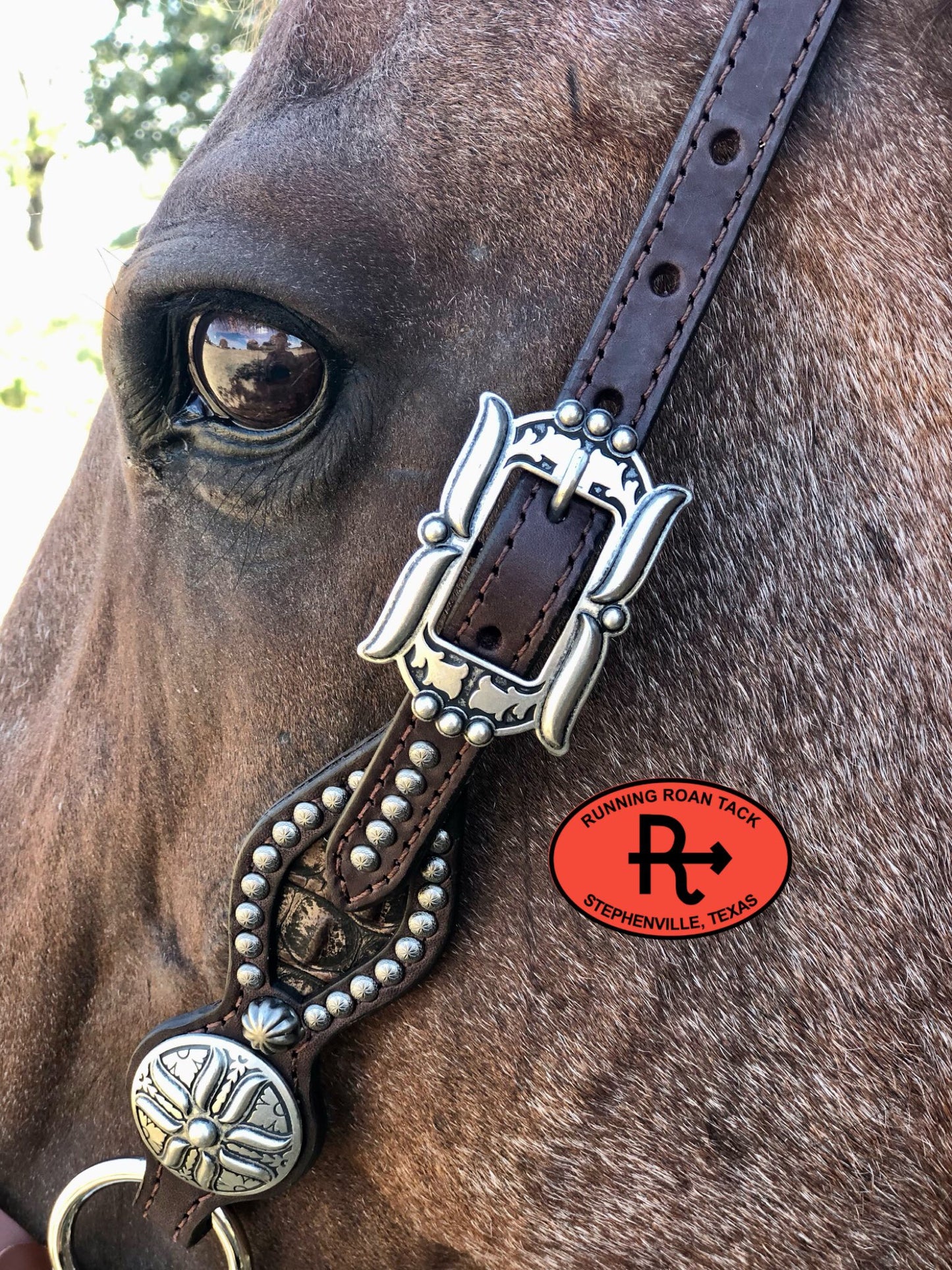 Inlaid Dark Brown Headstall with Gallup Hardware 37"-41" Headstall09012025-12