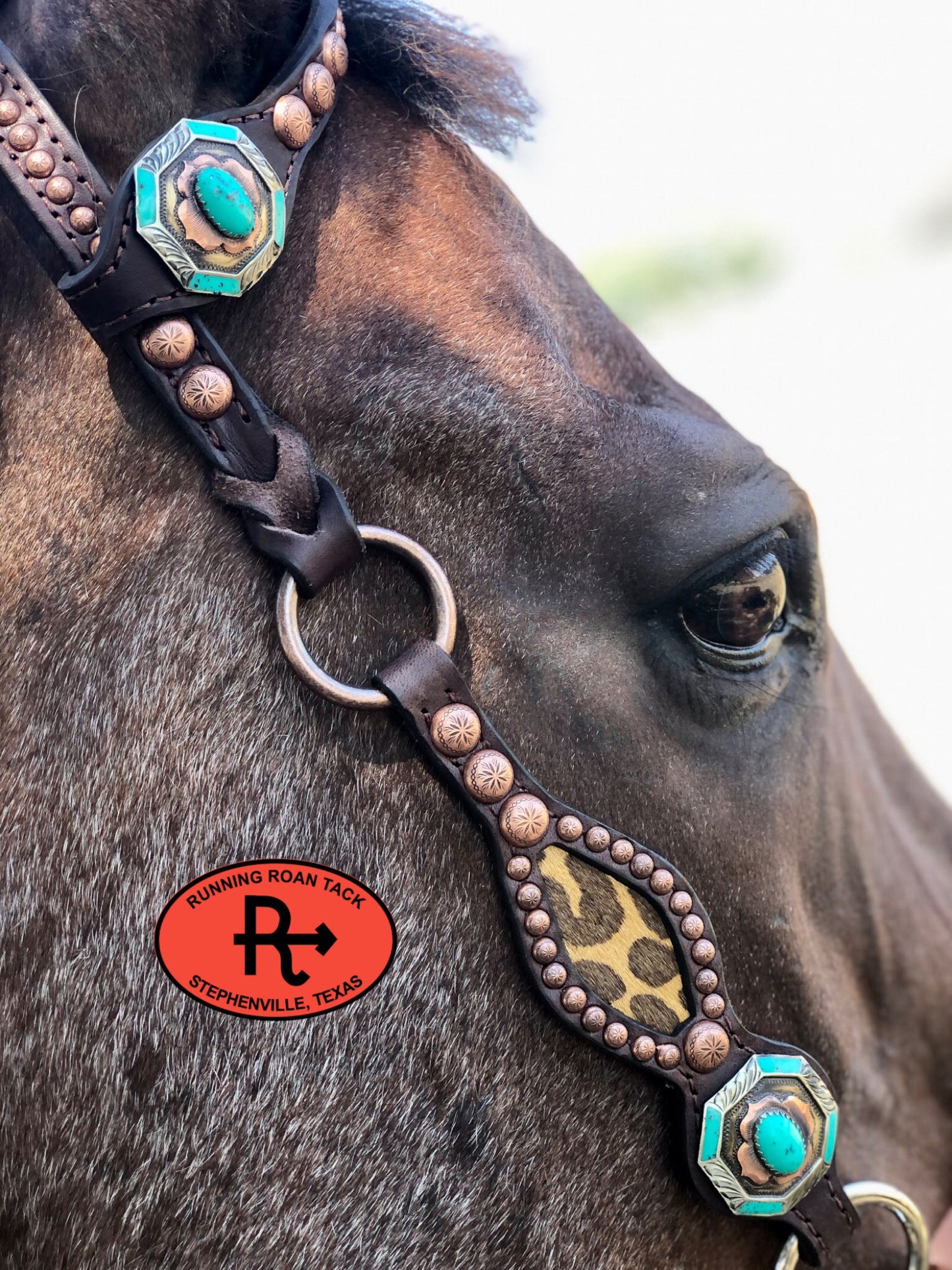 Inlaid Mustard Leopard Headstall with German Silver Hardware 33"-37" Headstall09012025-02