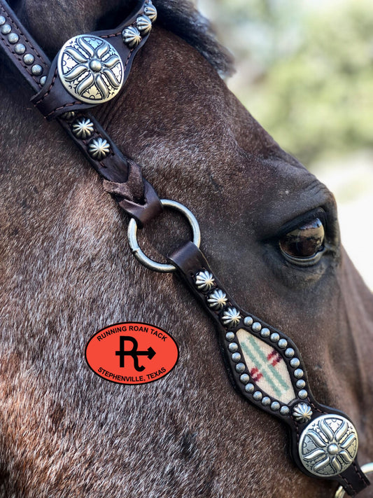 "Spirit of the People" Wool Inlaid Headstall with Gallup Hardware 34"-38" Headstall09012025-03