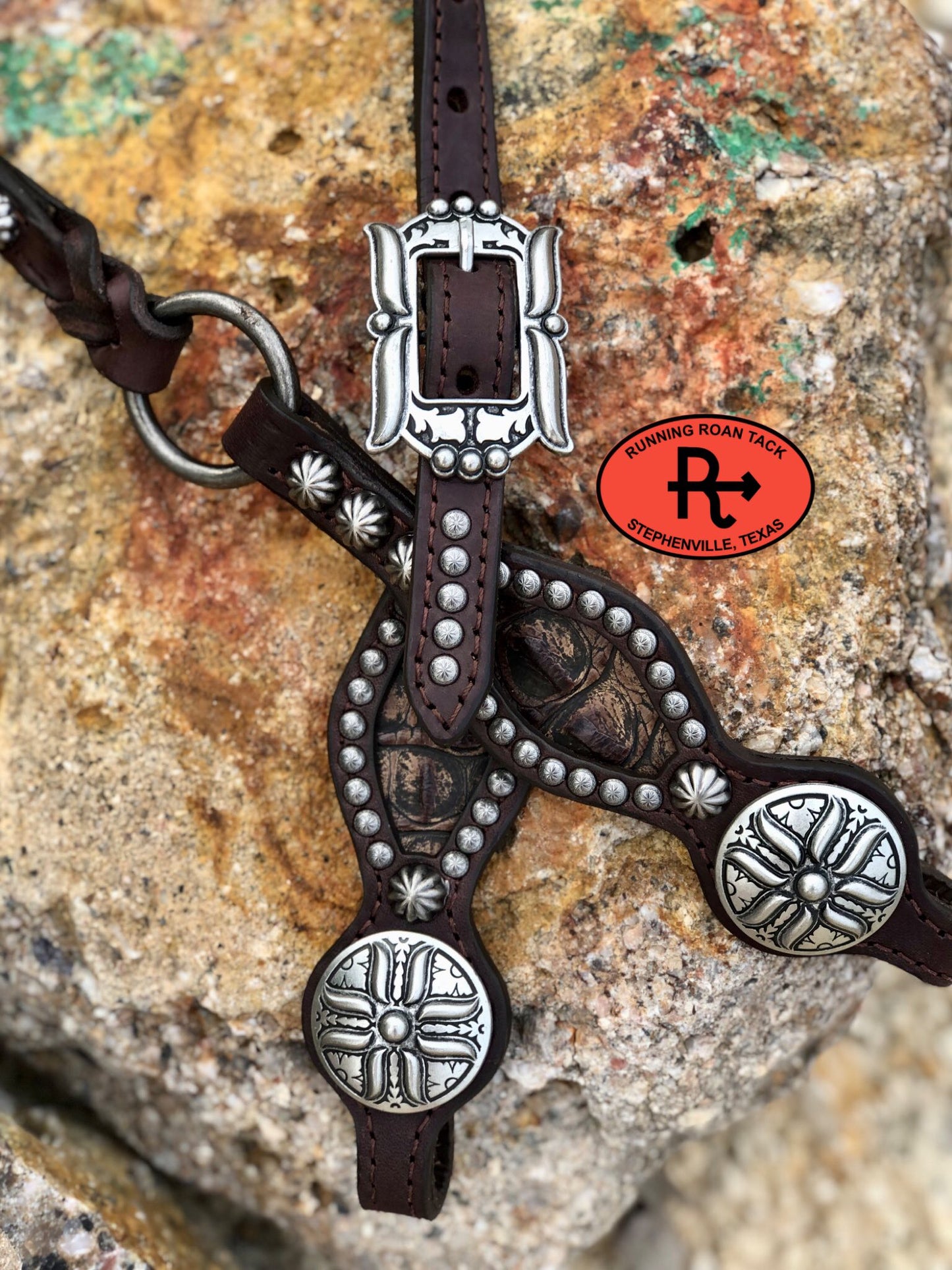 Inlaid Dark Brown Headstall with Gallup Hardware 37"-41" Headstall09012025-12