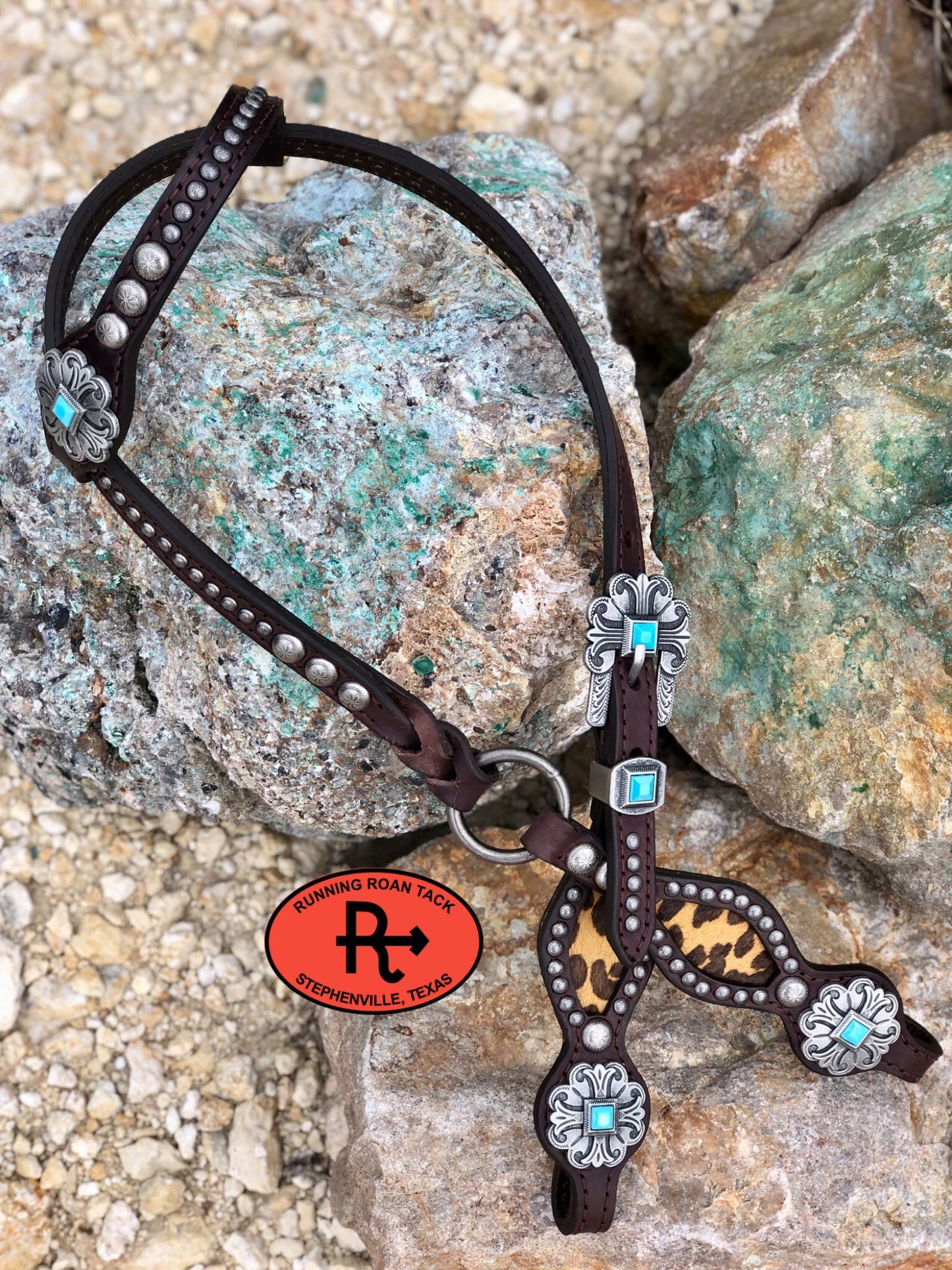 Inlaid Mustard Leopard Headstall with Antique Silver Madrid Hardware 38"-42" Headstall09012025-10