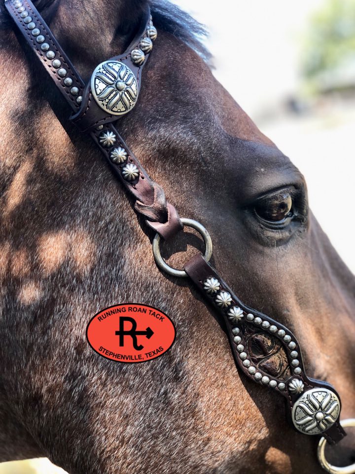 Inlaid Dark Brown Headstall with Gallup Hardware 37"-41" Headstall09012025-12