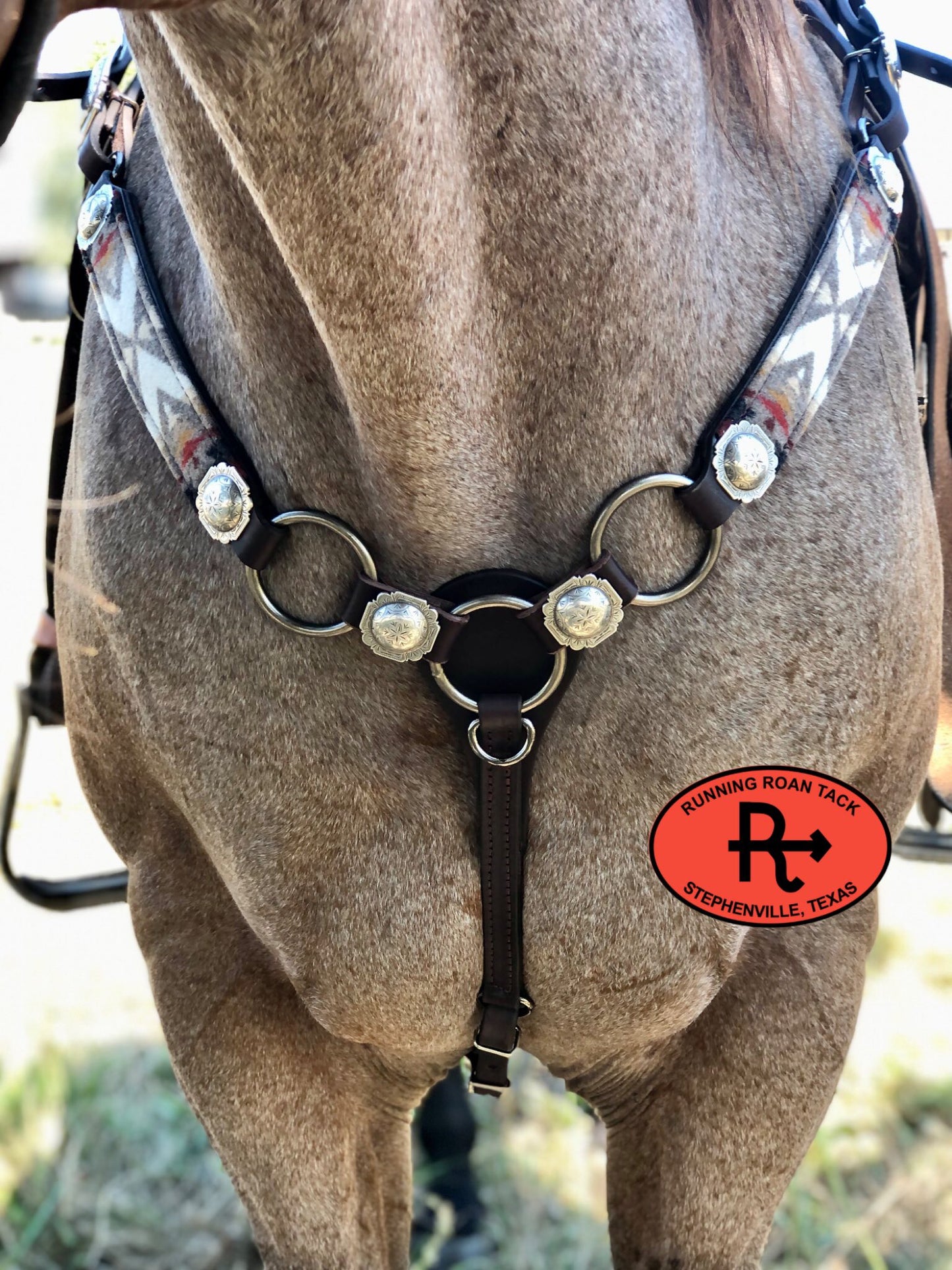 Pacific Crest Wool Ring Breastcollar with Antique Silver Hardware 09012025-02