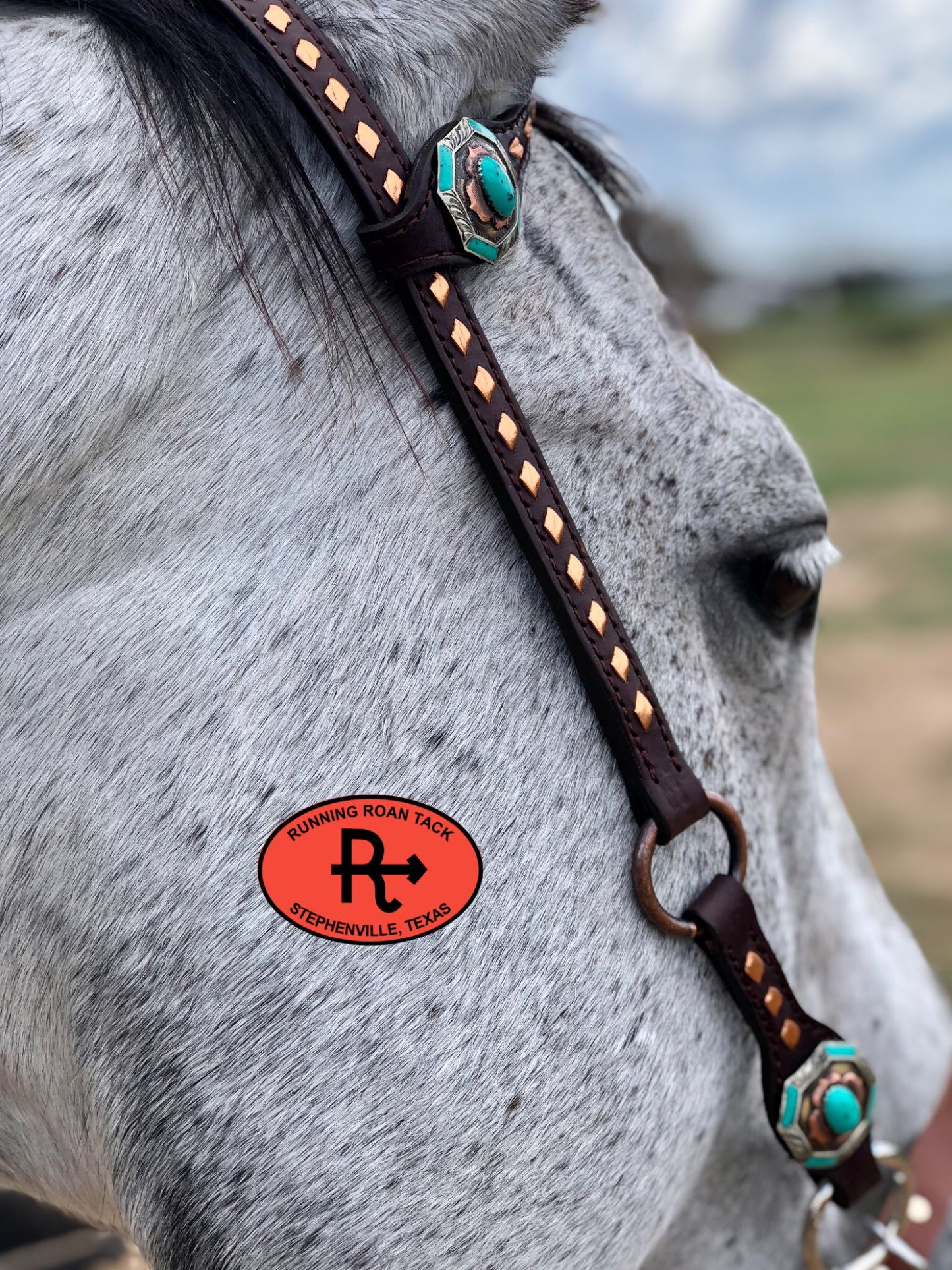 Metallic Copper Buckstitch Single Ear Headstall with German Silver Hardware 34"-38" Headstall10062025-05