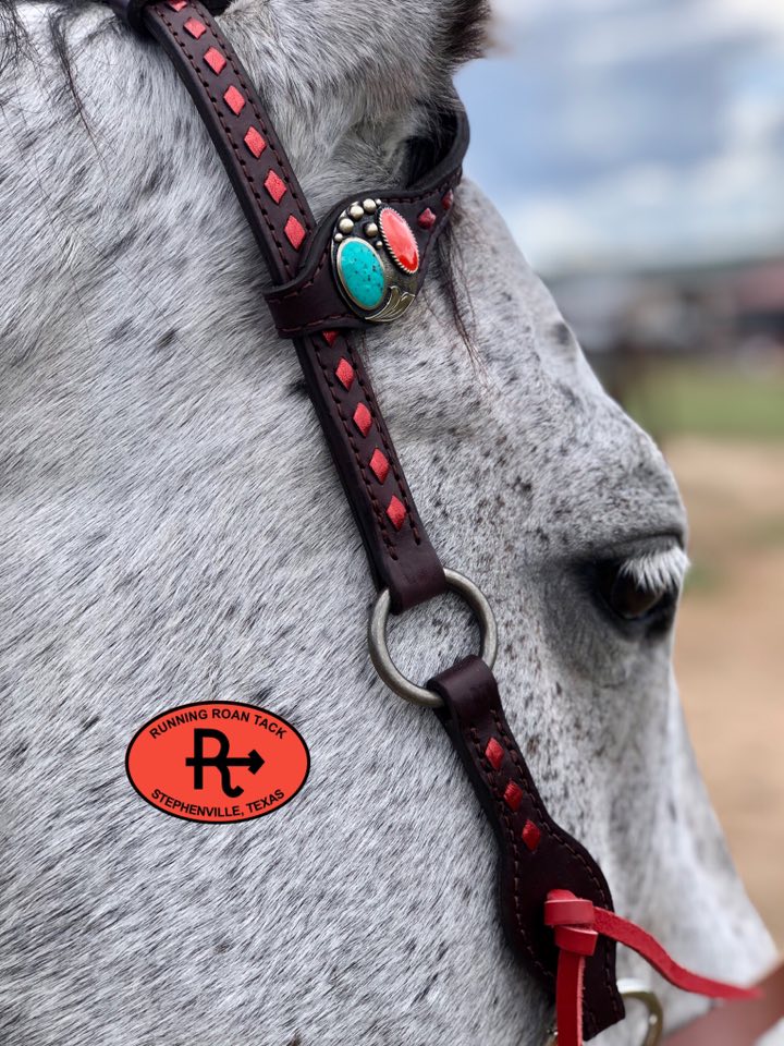 Red Buckstitch Single Ear Headstall with German Silver Hardware 35"-39" Headstall10062025-04