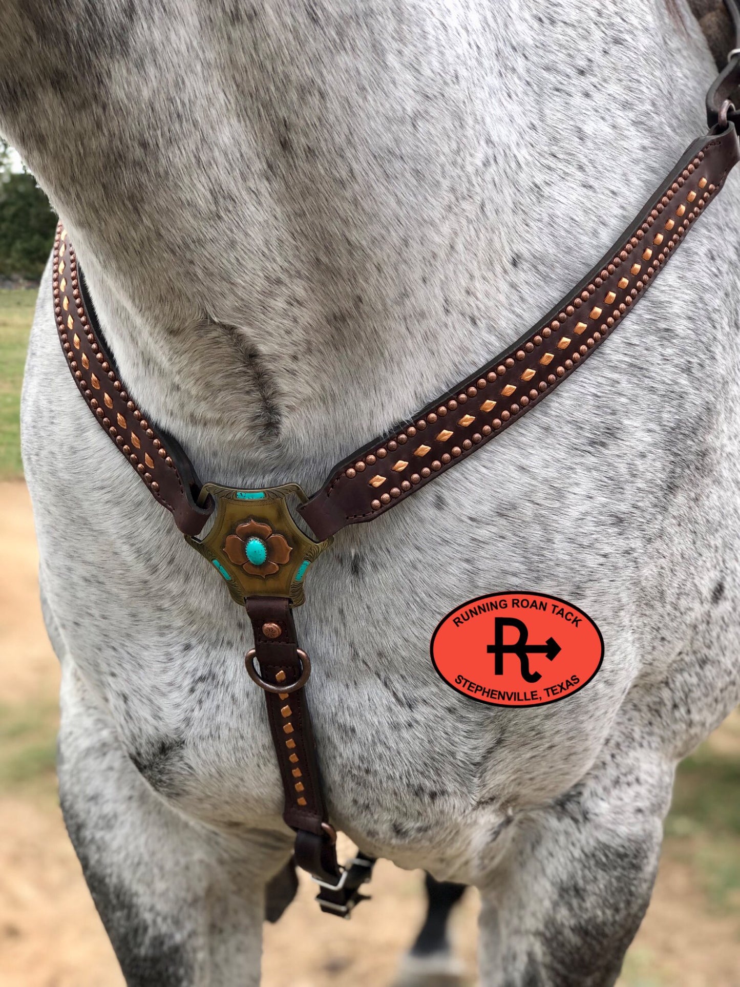 Metallic Copper Buckstitch Breast Collar with German Silver Hardware Breastcollar10062025-04