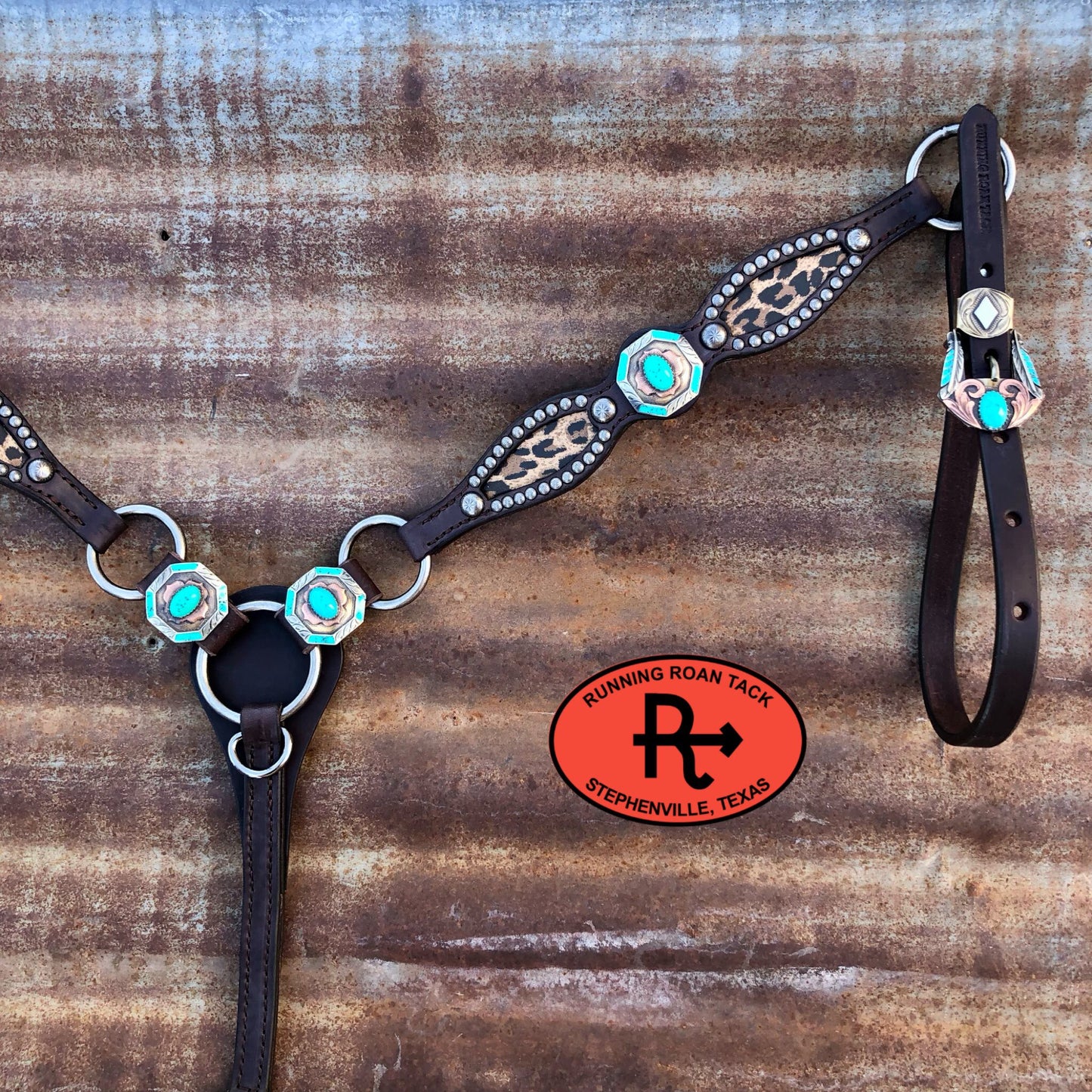 Ring Breast Collar with Inlaid Leopard and German Silver  Conchos Breastcollar10062025-05