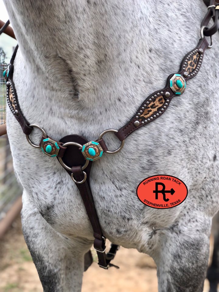 Ring Breast Collar with Inlaid Leopard and German Silver  Conchos Breastcollar10062025-05