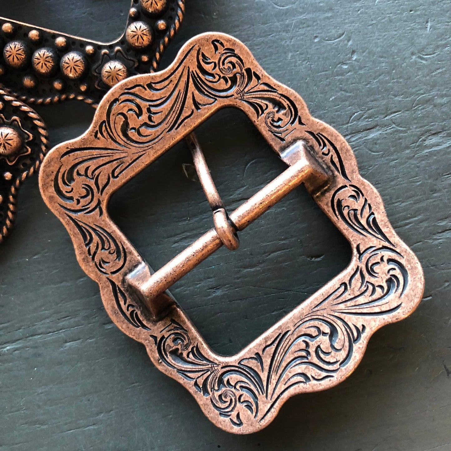 1-1/2" Copper Berry Cart Buckle, Lot of Ten (10) Buckles