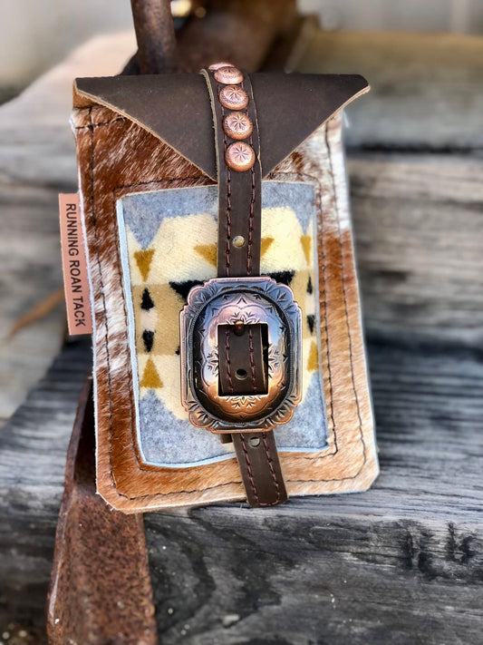 Rancho Arroyo Silver Wool Mini Saddle Bag with German Silver Buckle for Phone, Keys, Roping Powder, etc Minibag11032025-16