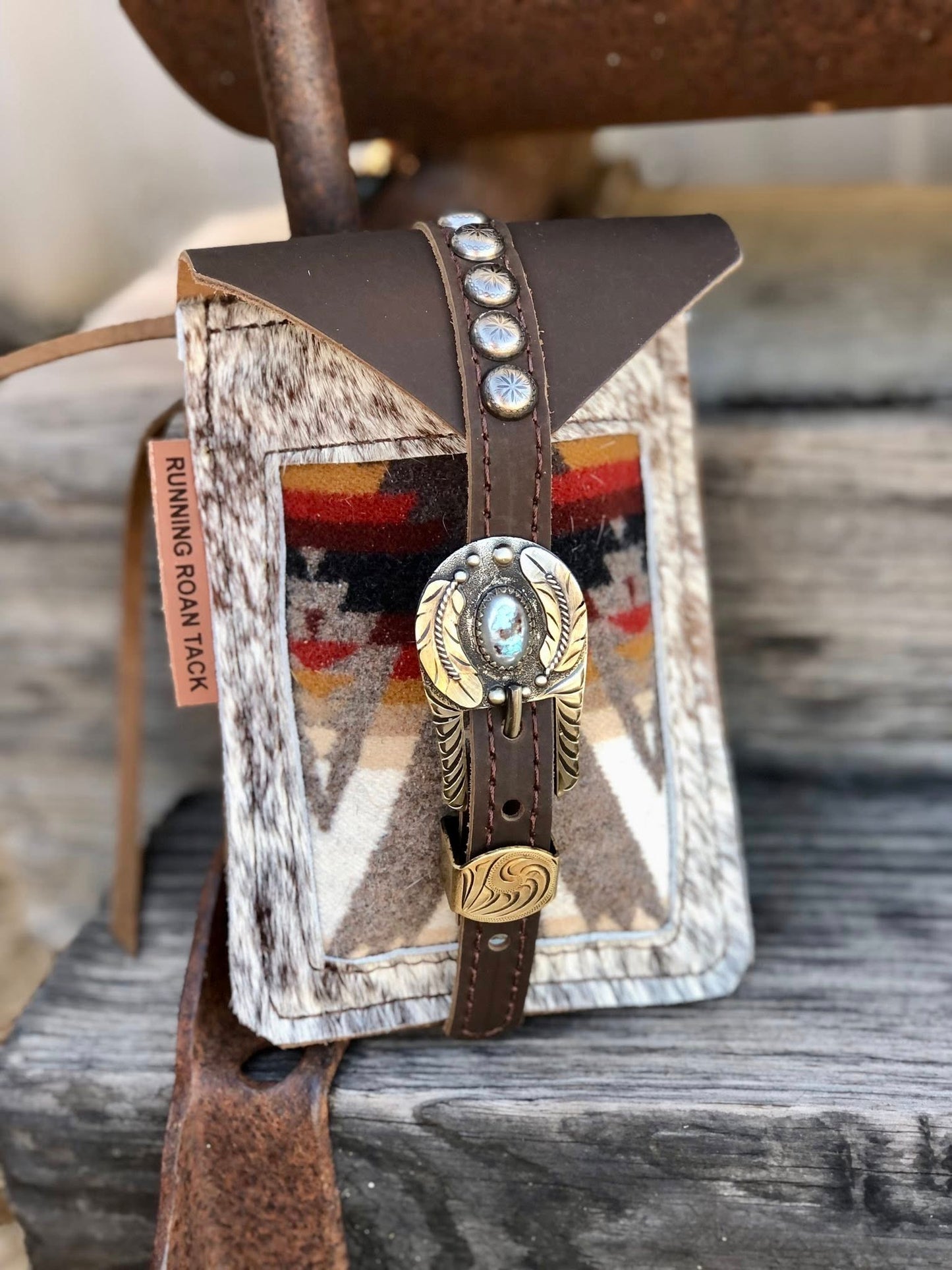 Pacific Crest Wool Mini Saddle Bag with German Silver Buckle for Phone, Keys, Roping Powder, etc Minibag11032025-07