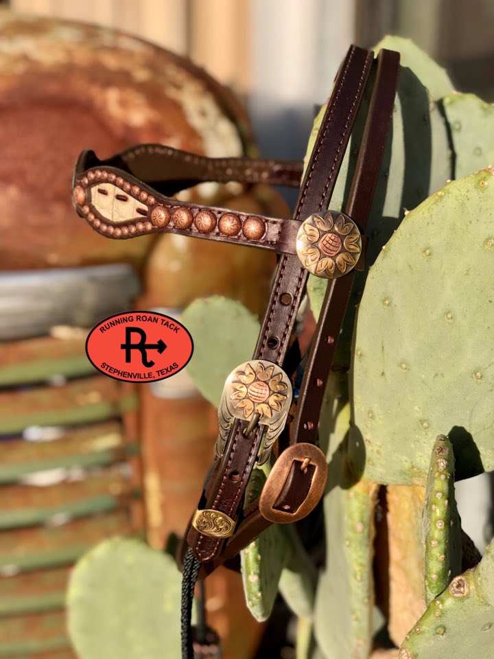 Sand Croc Inlaid Browband Draw Gag Bit Headstall with German Silver Hardware HeadstallDG11032025-05