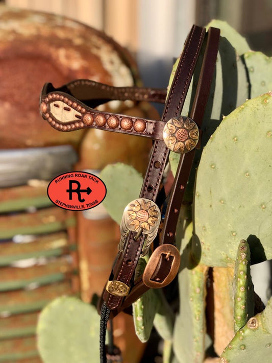 Sand Croc Inlaid Browband Draw Gag Bit Headstall with German Silver Hardware HeadstallDG11032025-05