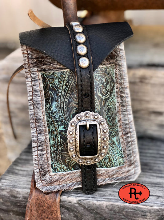 Midnight Paisley Mini Saddle Bag with Cart Buckle for Phone, Keys, Roping Powder, etc Minibag11032025-12