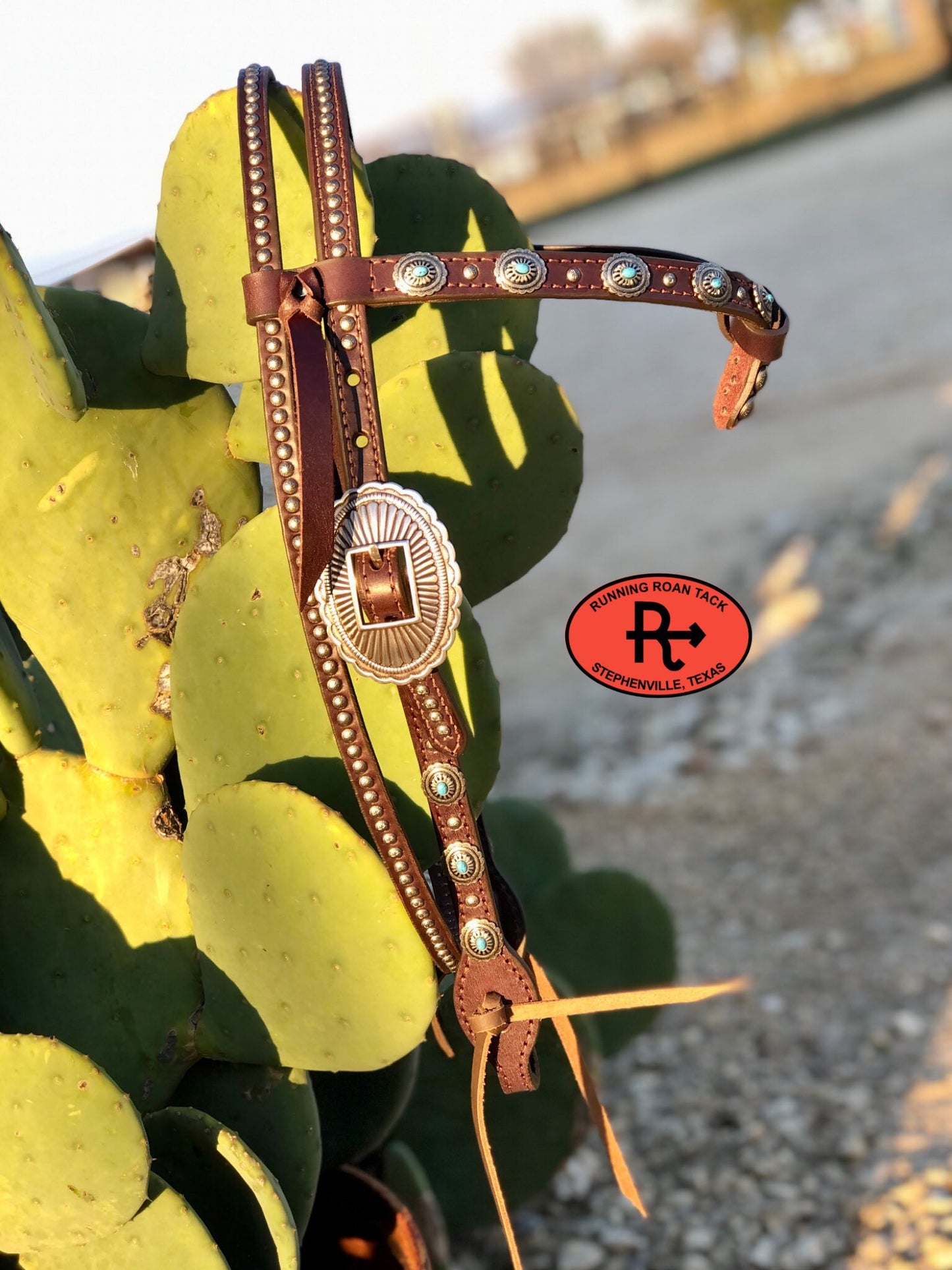 Futurity Knot Headstall Loaded with Oval Southwest Conchos and Dots 36"-43" Headstall12012025-07