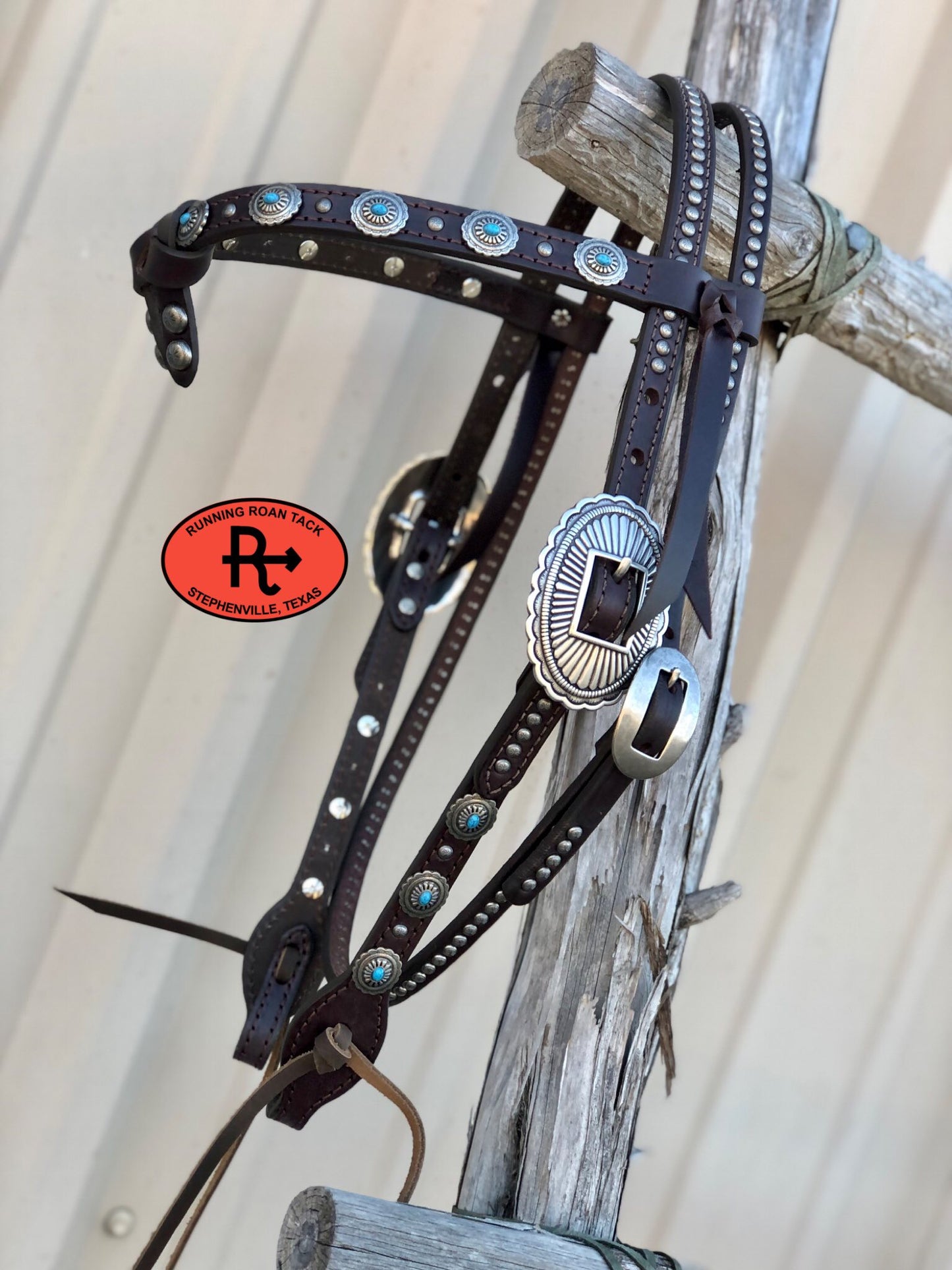 Futurity Knot Headstall Loaded with Oval Southwest Conchos and Dots 36"-43" Headstall12012025-07