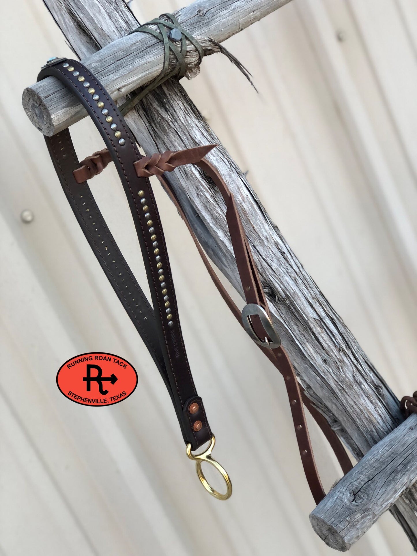 Tiedown Noseband with German Silver Feather Concho and Multicolor Dots Tiedown12012025-07