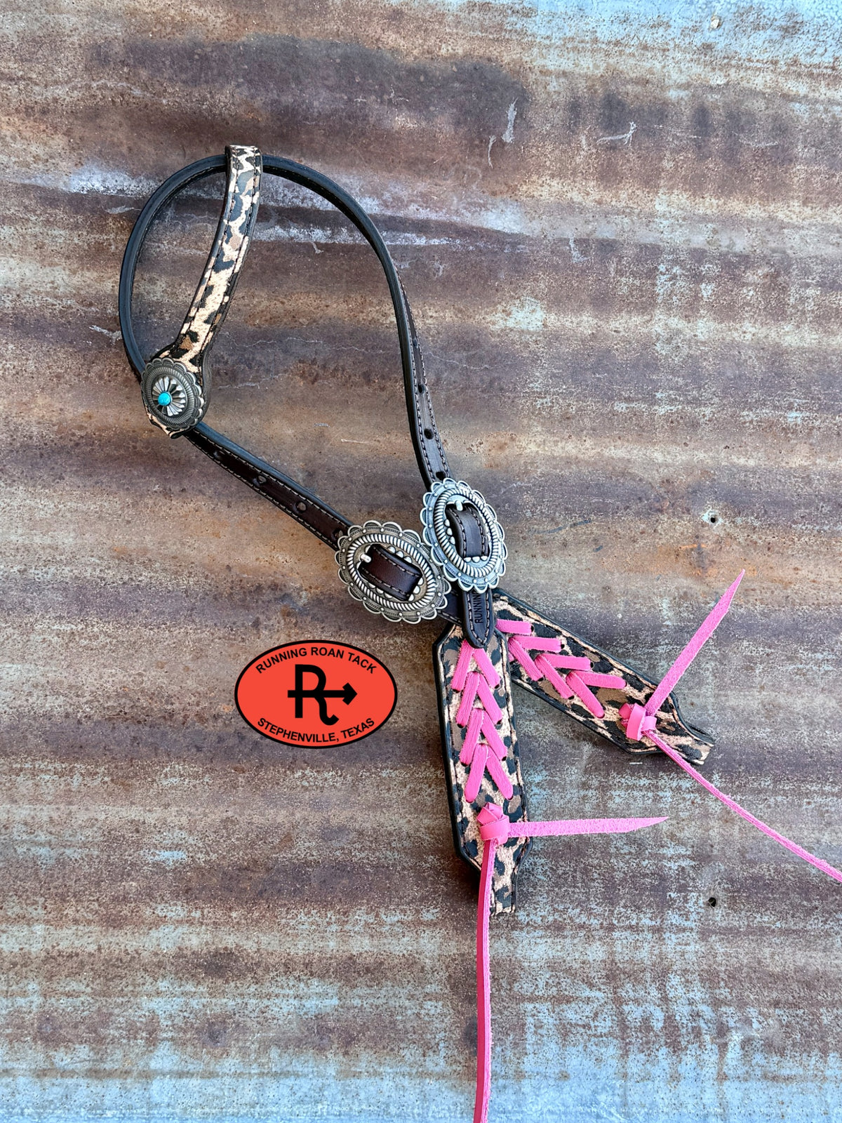 Leopard Tack Set with Pink Lacing and Southwest Hardware *Buy one piece or both pieces* Set10052026-05