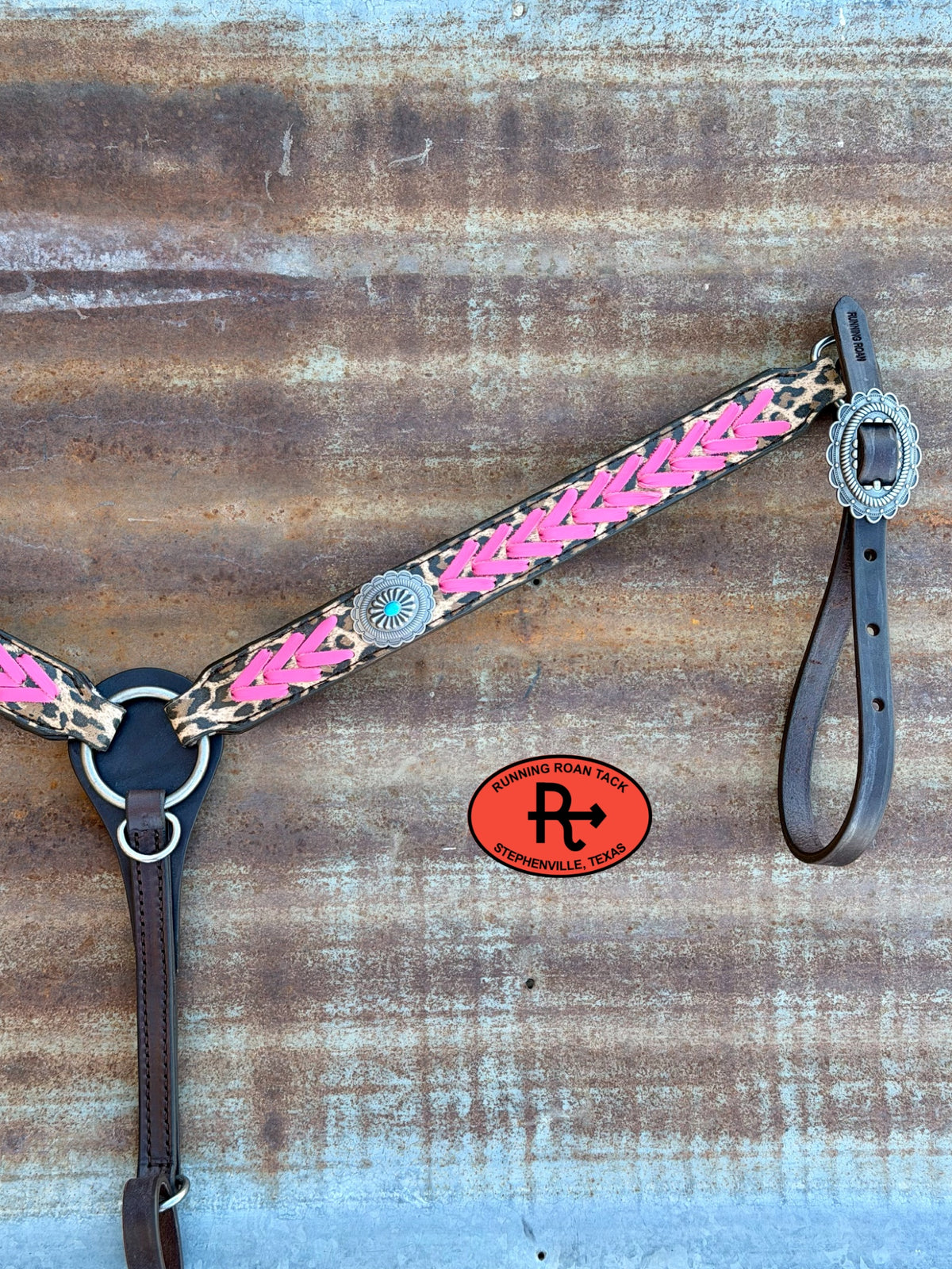Leopard Tack Set with Pink Lacing and Southwest Hardware *Buy one piece or both pieces* Set10052026-05
