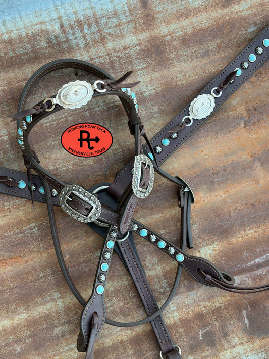 Tack Set with Faux Turquoise and Vintage Thrifted Nickel Arrow Medallions *Buy one piece or both pieces* Set03022026-03