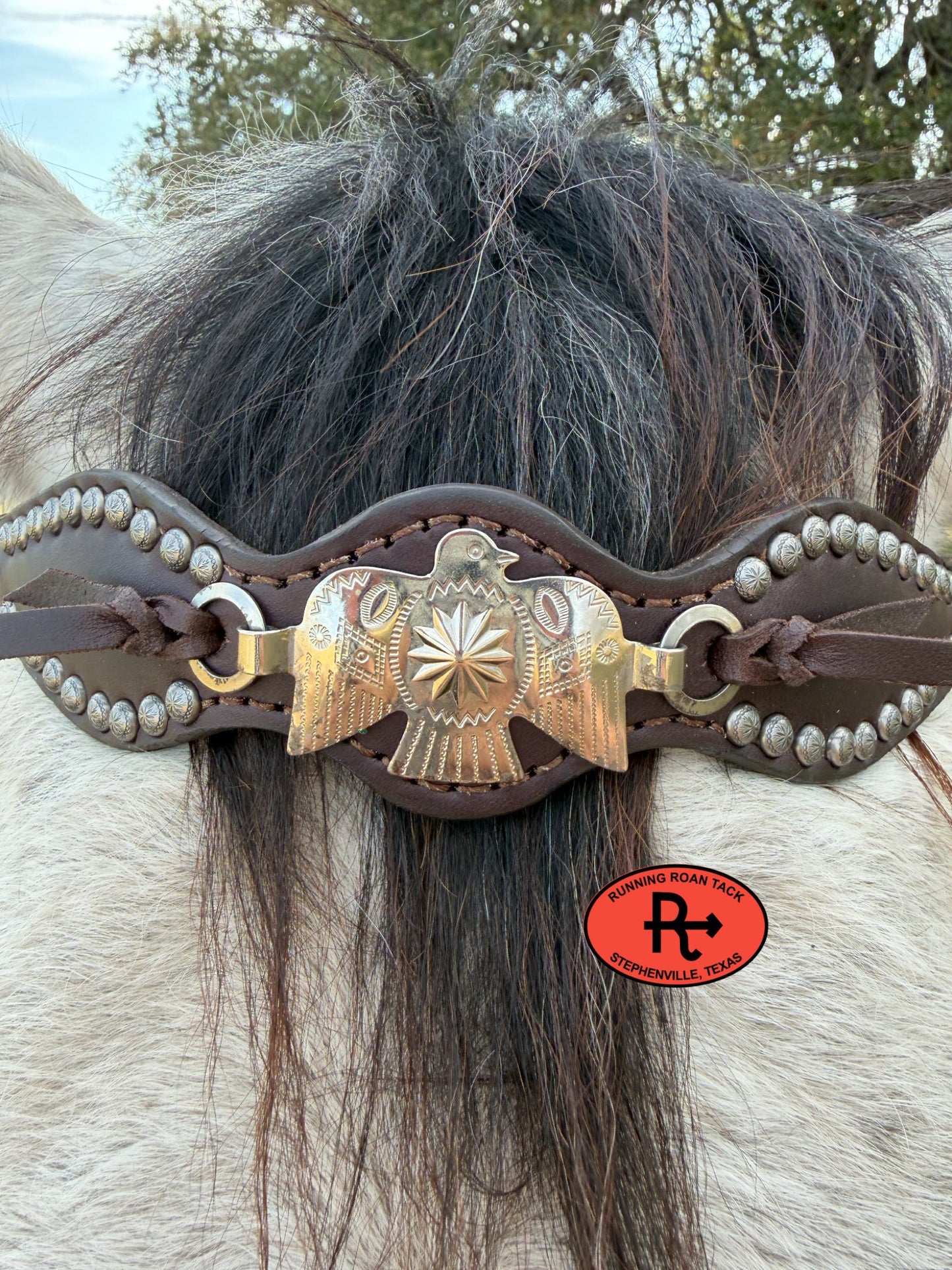 Tack Set with White Buckstitch and Vintage Thrifted Nickel Thunderbirds *Buy one piece or both pieces* Set03022026-04