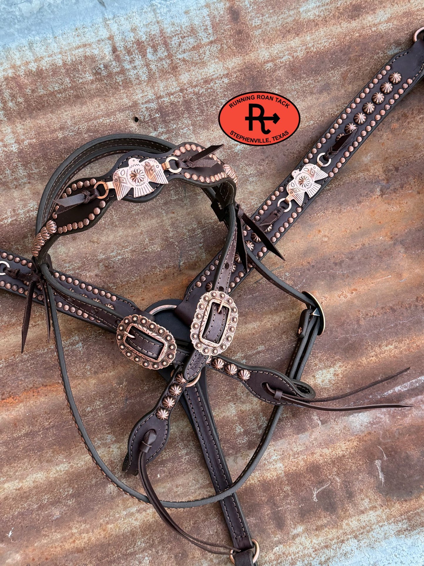 Dotted Tack Set with Vintage Thrifted Copper Thunderbirds *Buy one piece or both pieces* Set03022026-01