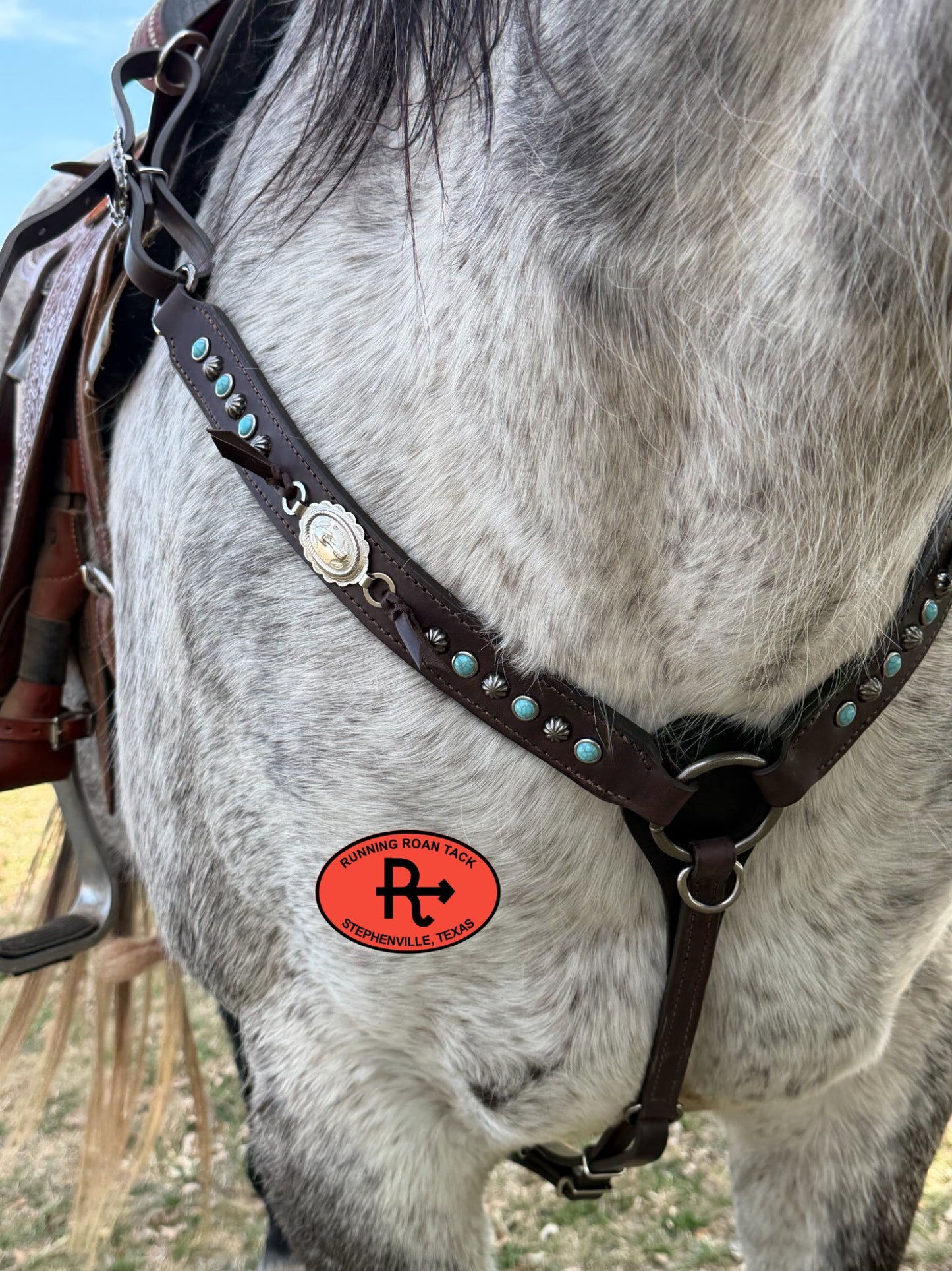 Tack Set with Faux Turquoise and Vintage Thrifted Nickel Arrow Medallions *Buy one piece or both pieces* Set03022026-03