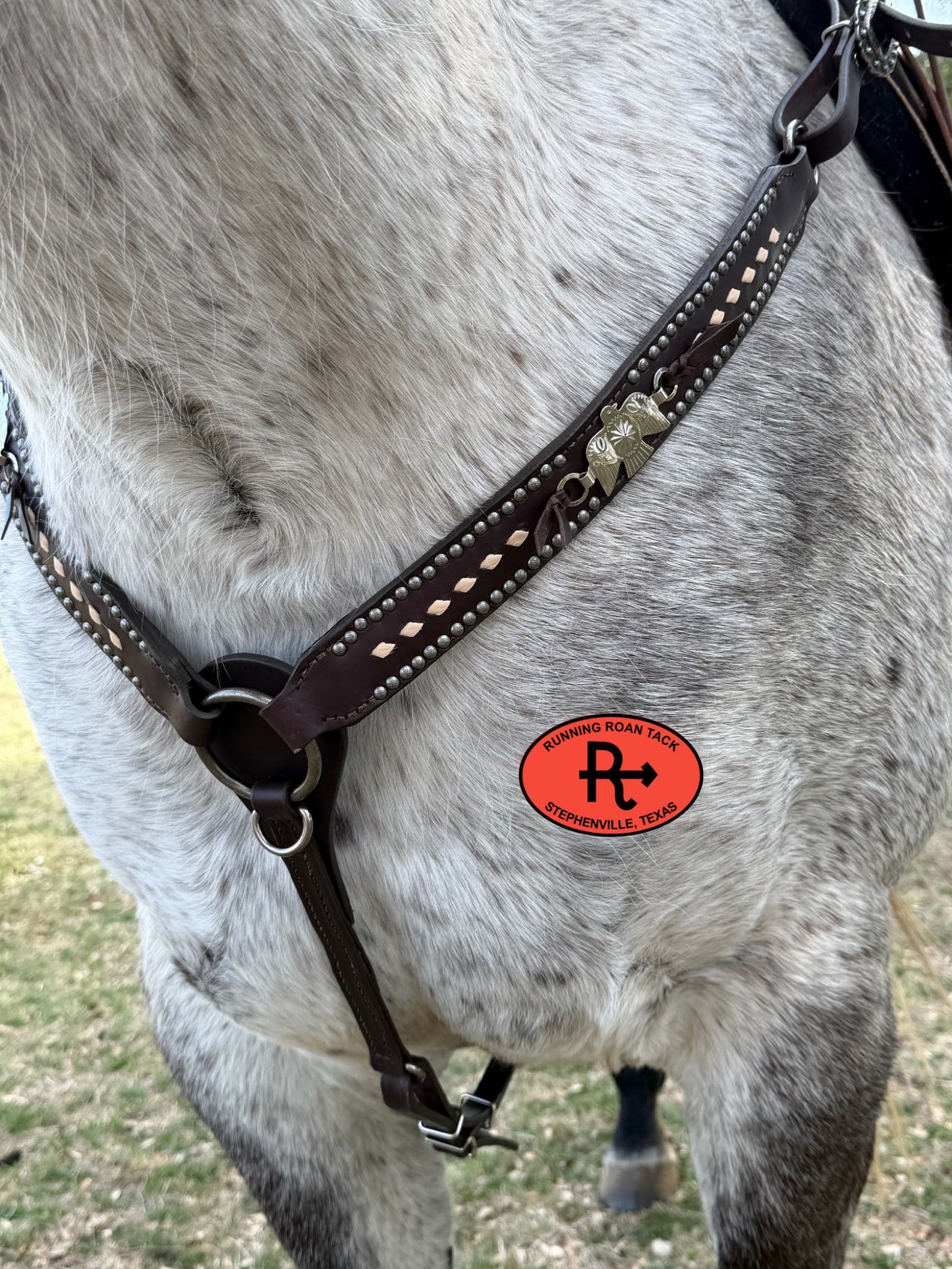 Tack Set with White Buckstitch and Vintage Thrifted Nickel Thunderbirds *Buy one piece or both pieces* Set03022026-04