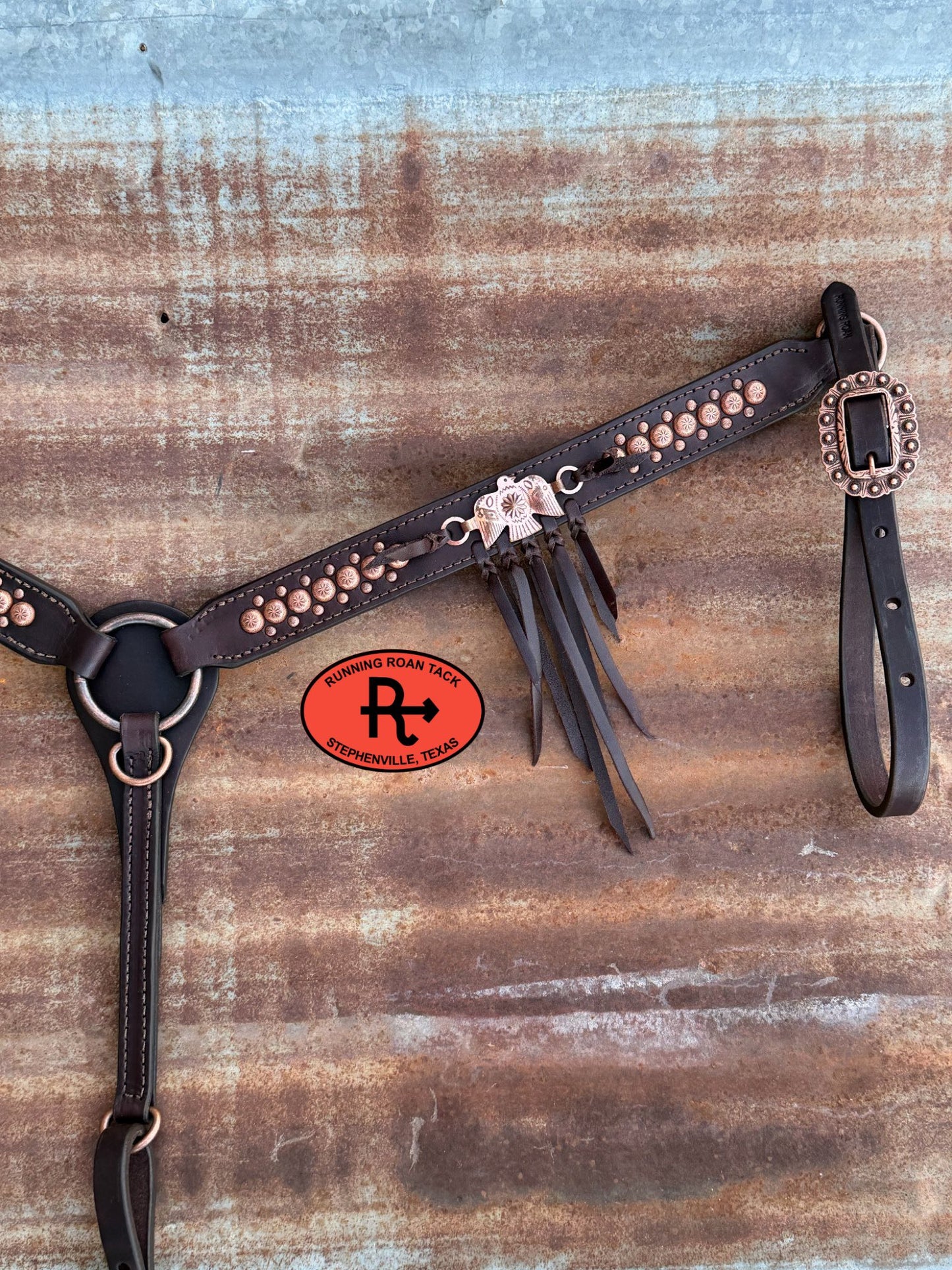 Tack Set with Tied Fringe and Vintage Thrifted Copper Thunderbirds *Buy one piece or both pieces* Set03022026-05