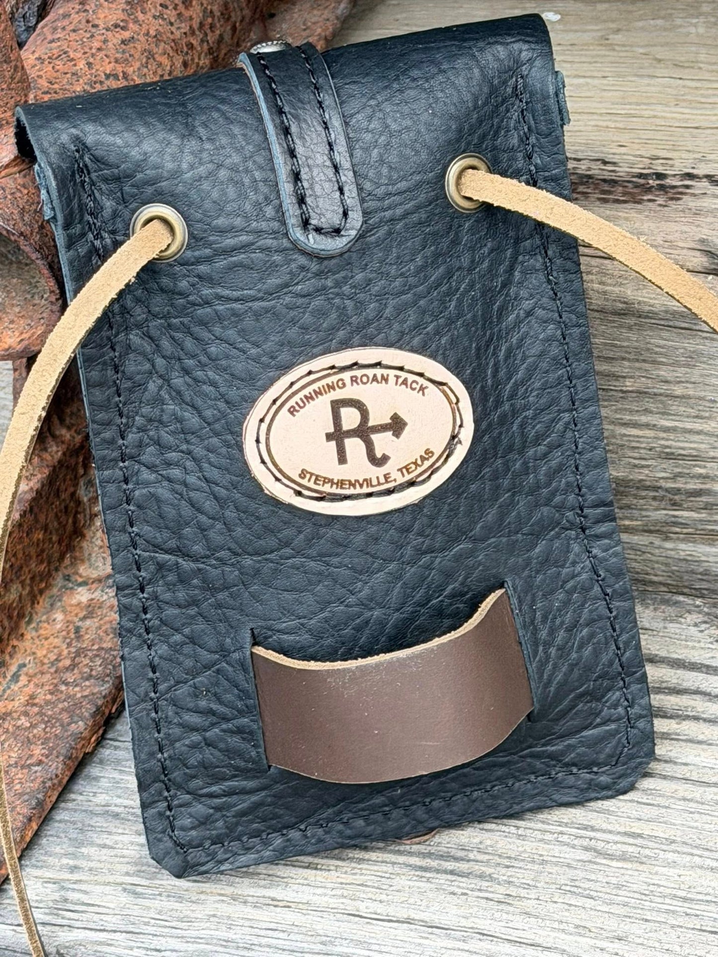 Black Leather Mini Saddle Bag with Turquoise Croc Inlay and German Silver Buckle for Phone, Keys, Roping Powder, etc Minibag03022026-04