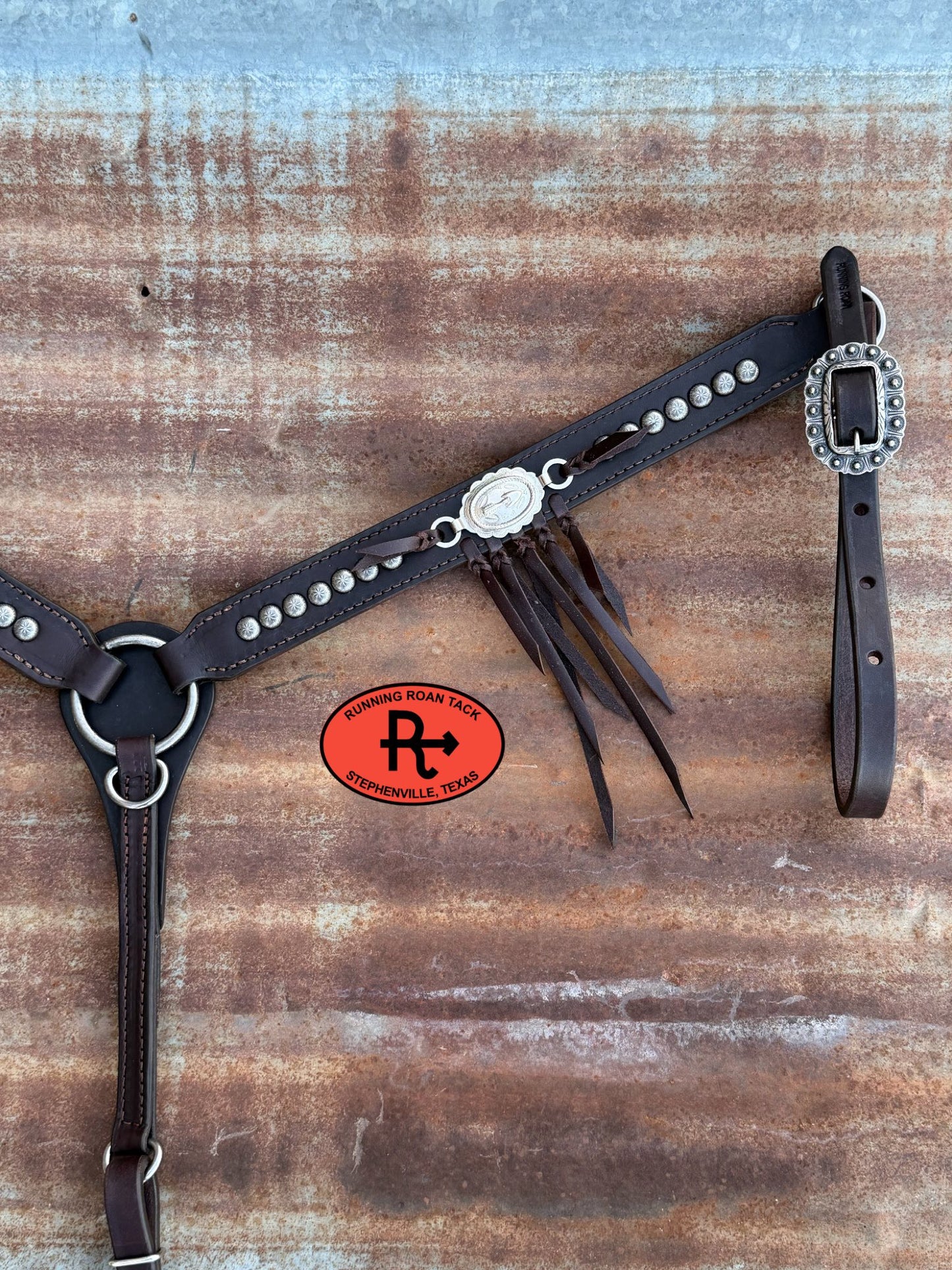 Dotted Tack Set with Tied Fringe and Vintage Thrifted Nickel Arrow Medallions *Buy one piece or both pieces* Set03022026-02