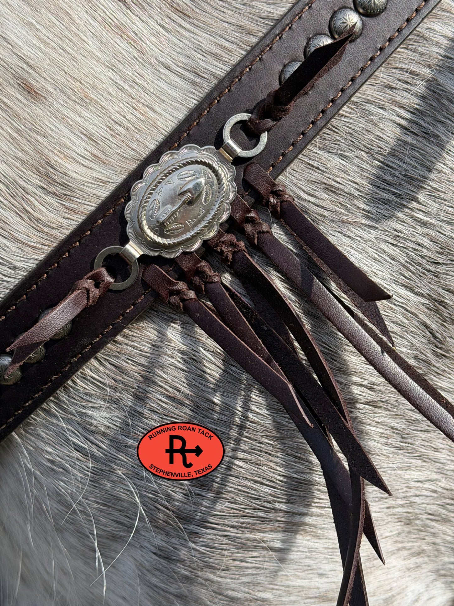 Dotted Tack Set with Tied Fringe and Vintage Thrifted Nickel Arrow Medallions *Buy one piece or both pieces* Set03022026-02
