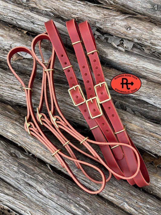 Extra Long Red Leather Curb Strap for Barrel Racing Bits