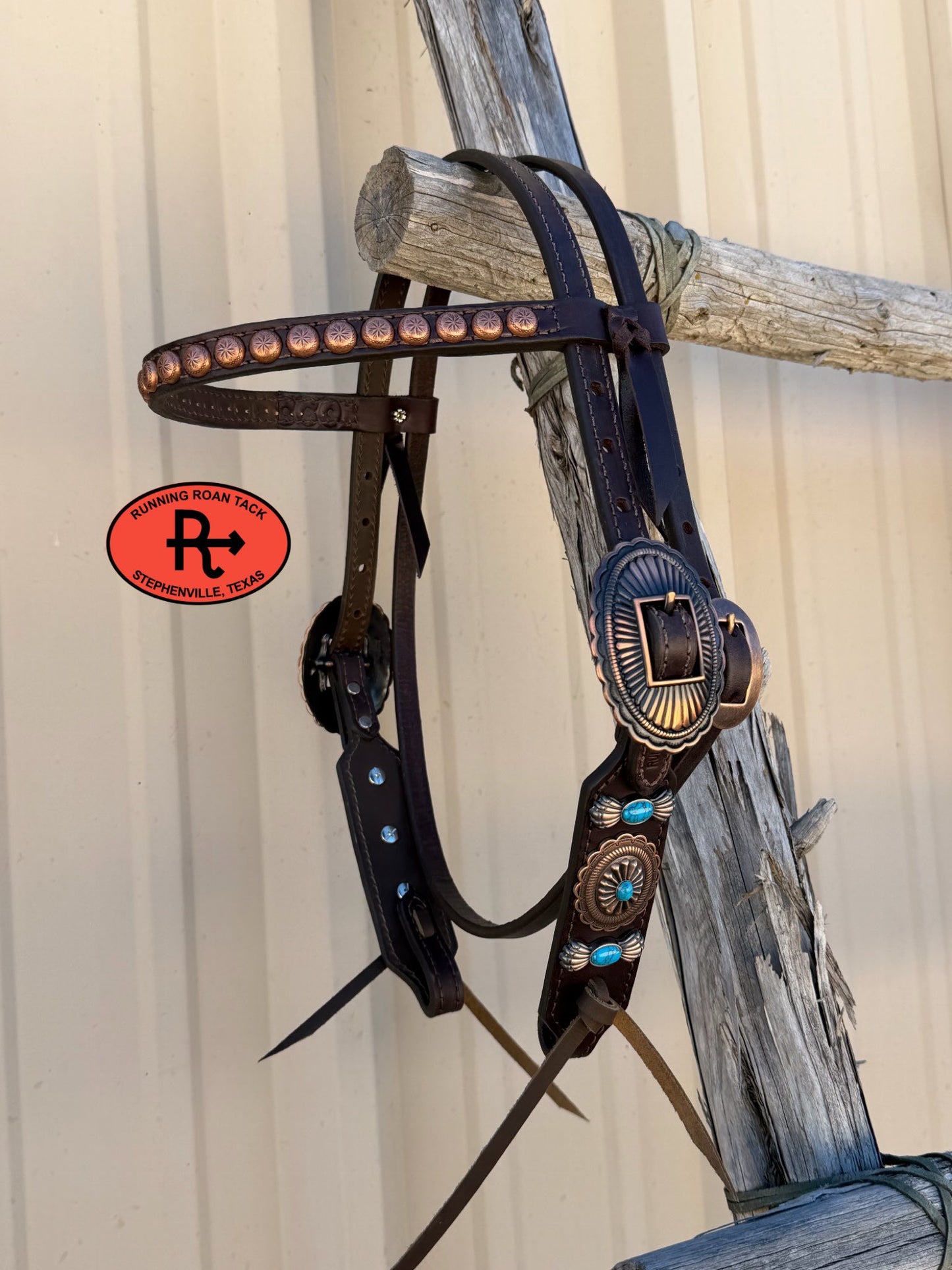 Copper Southwest Concho Headstall Browband 29"-37"