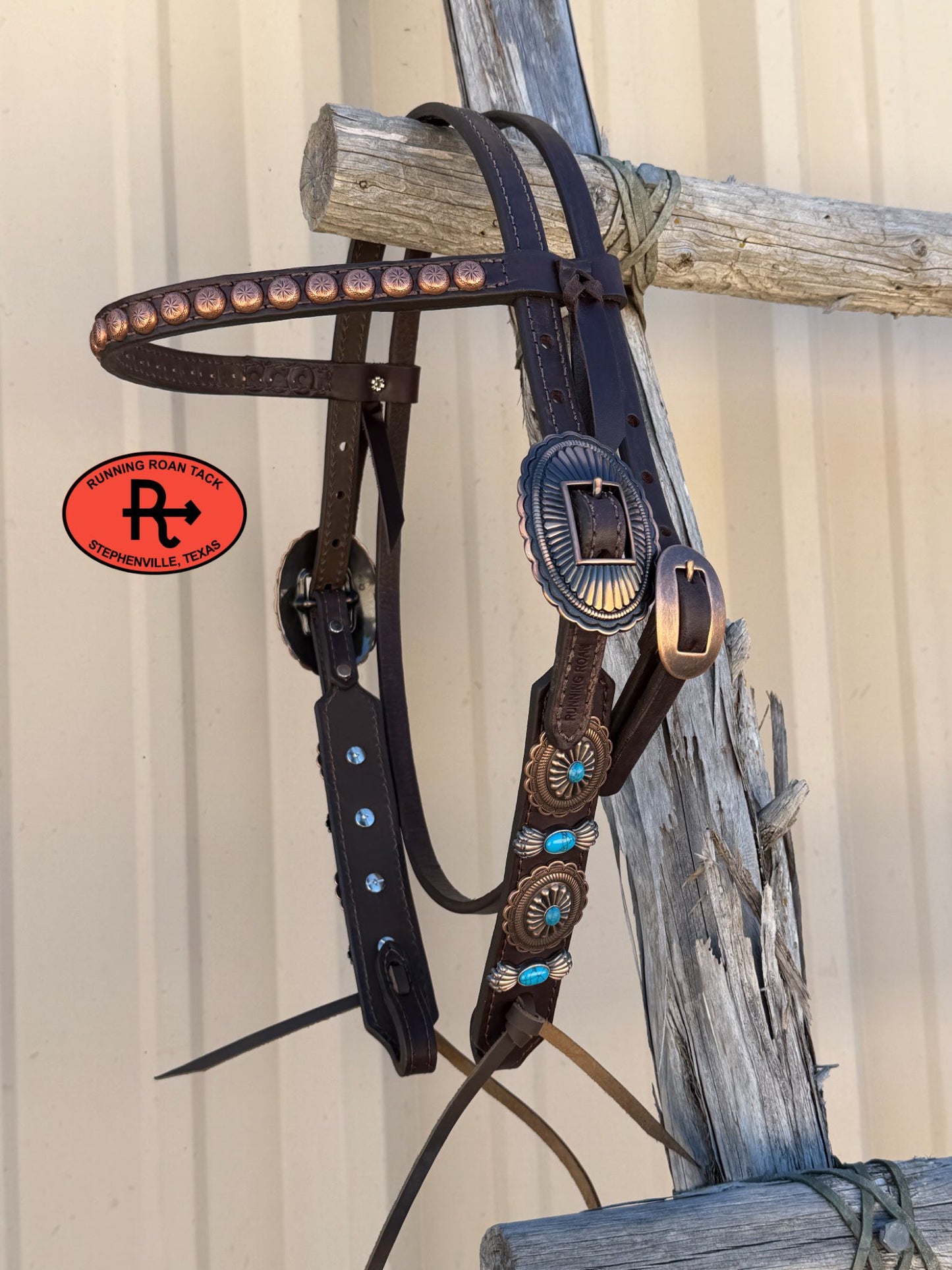 Copper Southwest Concho Headstall Browband 36"-43"