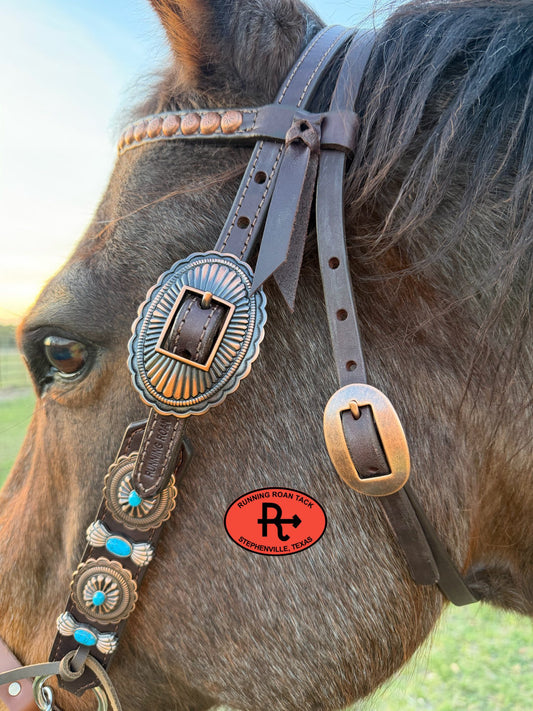 Copper Southwest Concho Headstall Browband 36"-43"
